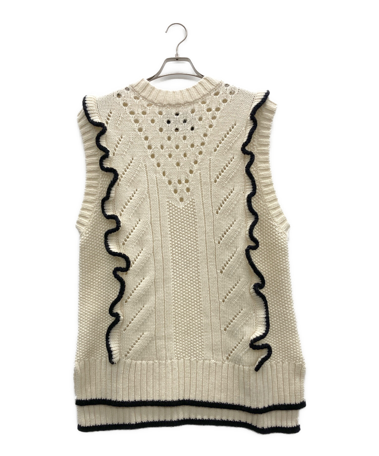 中古・古着通販】ritto (リット) フリルジレニットベスト ホワイト