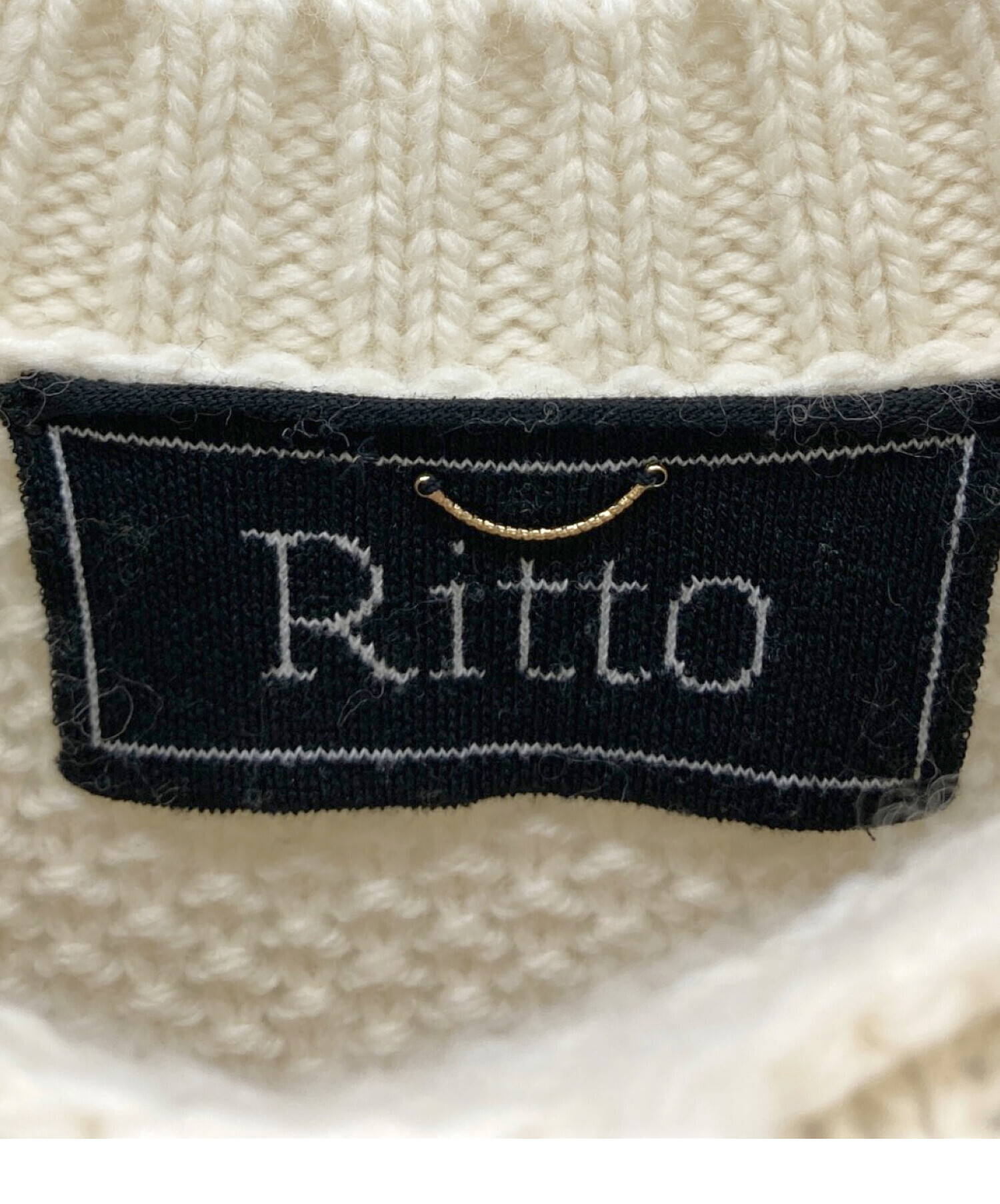 リット Ritto 22AW フリンジジレ ニット F オフホワイト 中古・古着通販】ritto (リット) フリルジレニットベスト ホワイト