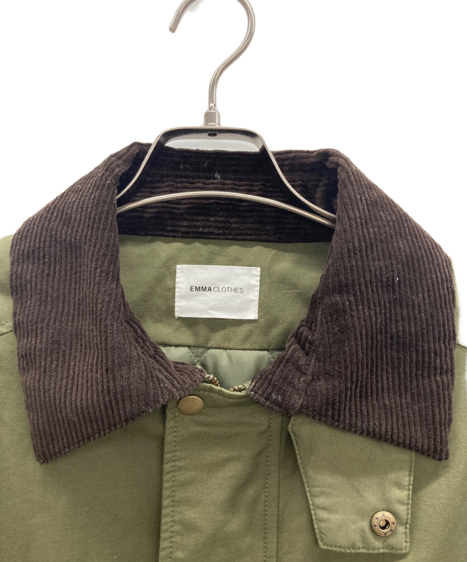 H3734　EMMA CLOTHES　エマクローズ　コットンツイル チェック ドリズラージャケット　ブラウン　L　新品タグ付き コットンツイル ウォッシュ加工 プレーンキャップ（キャップ）｜EMMA