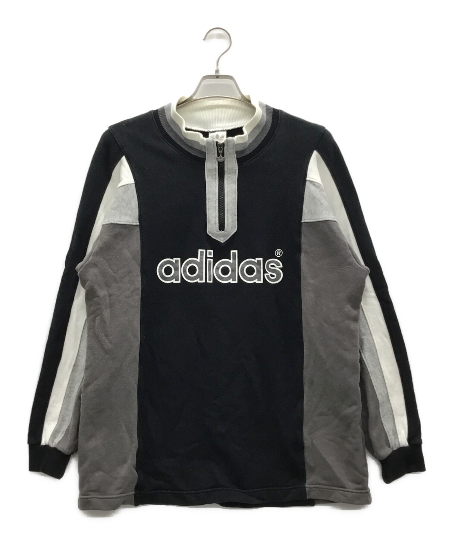 中古・古着通販】adidas (アディダス) ハーフジップスウェット グレー