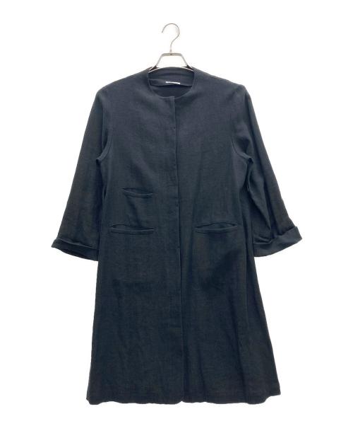 中古・古着通販】mon sakata (モンサカタ) ノーカラーコート ネイビー 