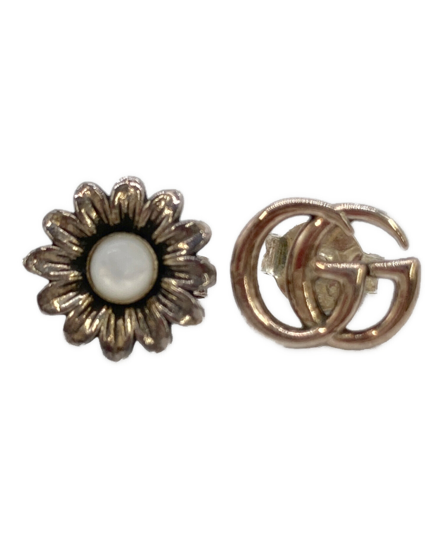 中古・古着通販】GUCCI (グッチ) ダブルG フラワー スタッズ ピアス 