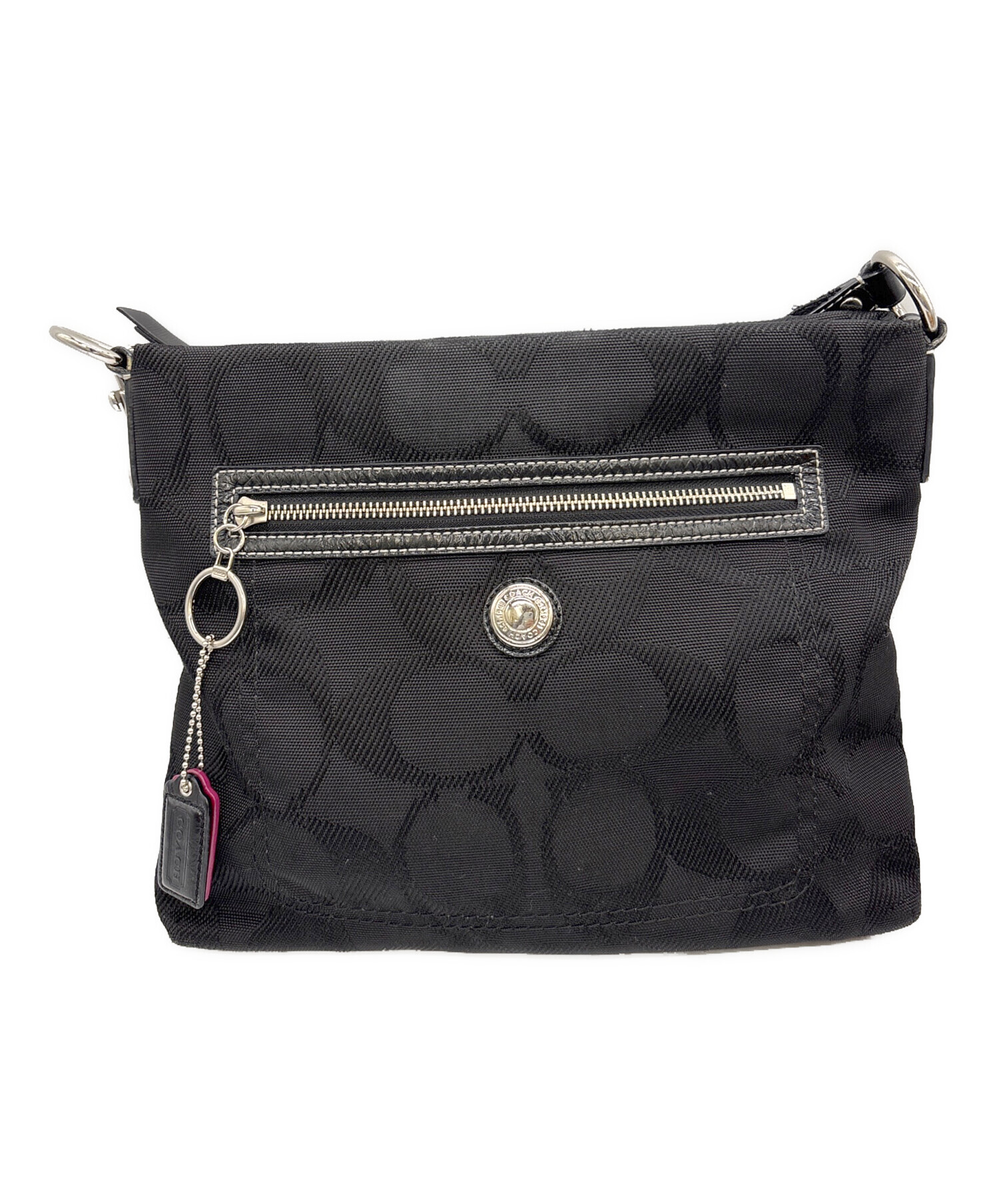 中古・古着通販】COACH (コーチ) ショルダーバッグ ブラック×ピンク  