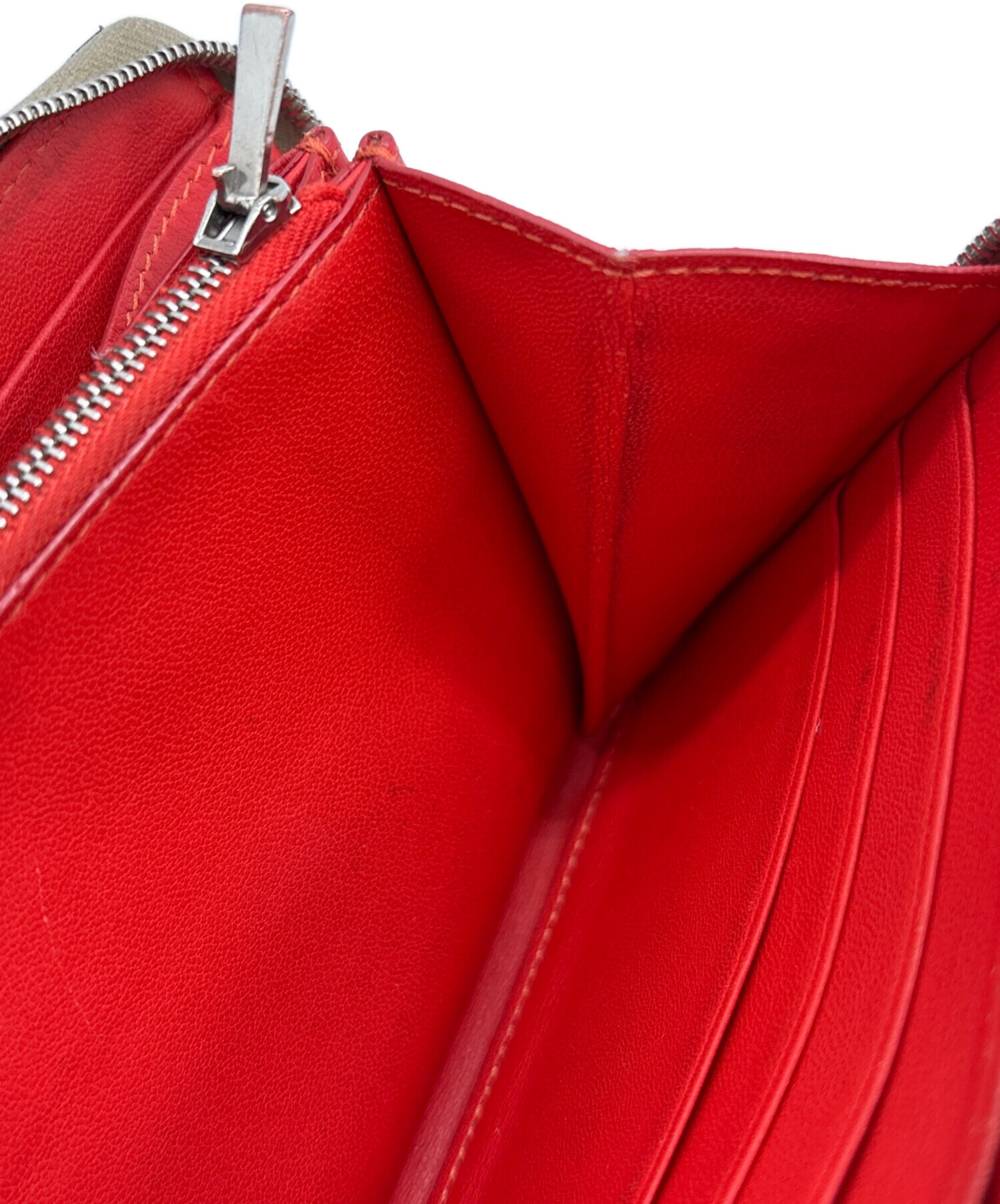 セリーヌ 長財布 101673JFL.25CO レッド 中古・古着通販】CELINE (セリーヌ) 長財布 ベージュ×レッド｜ブランド