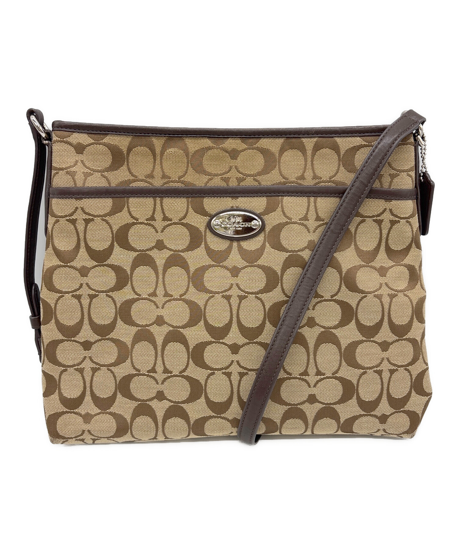 コーチ COACH ショルダーバッグ キャンバス レザー 革 ロゴ型押し 