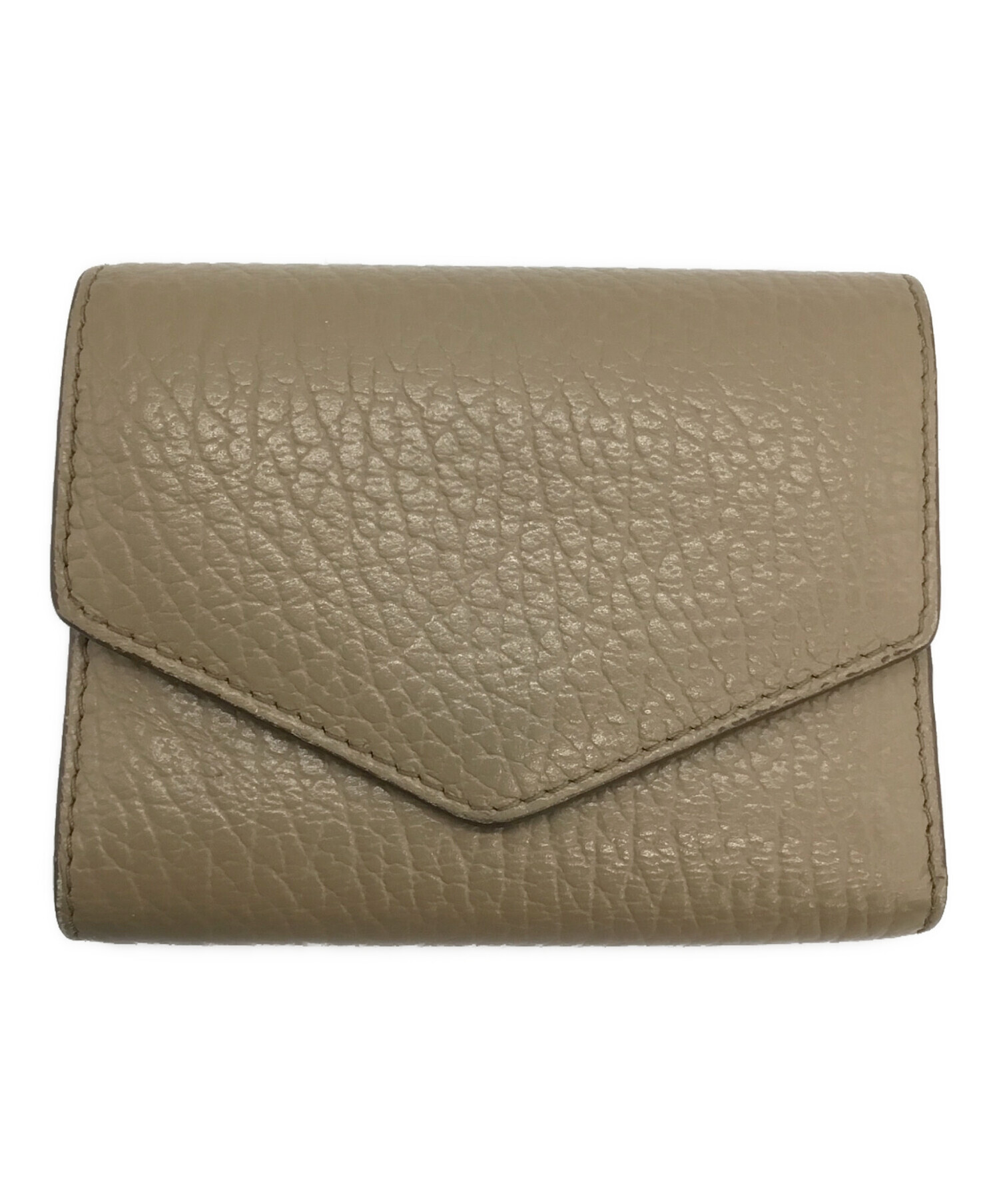 メゾンマルジェラ　ベージュ レザー 三つ折り財布 メゾン マルジェラ ベージュ レディース レザー 三つ折り財布 Maison