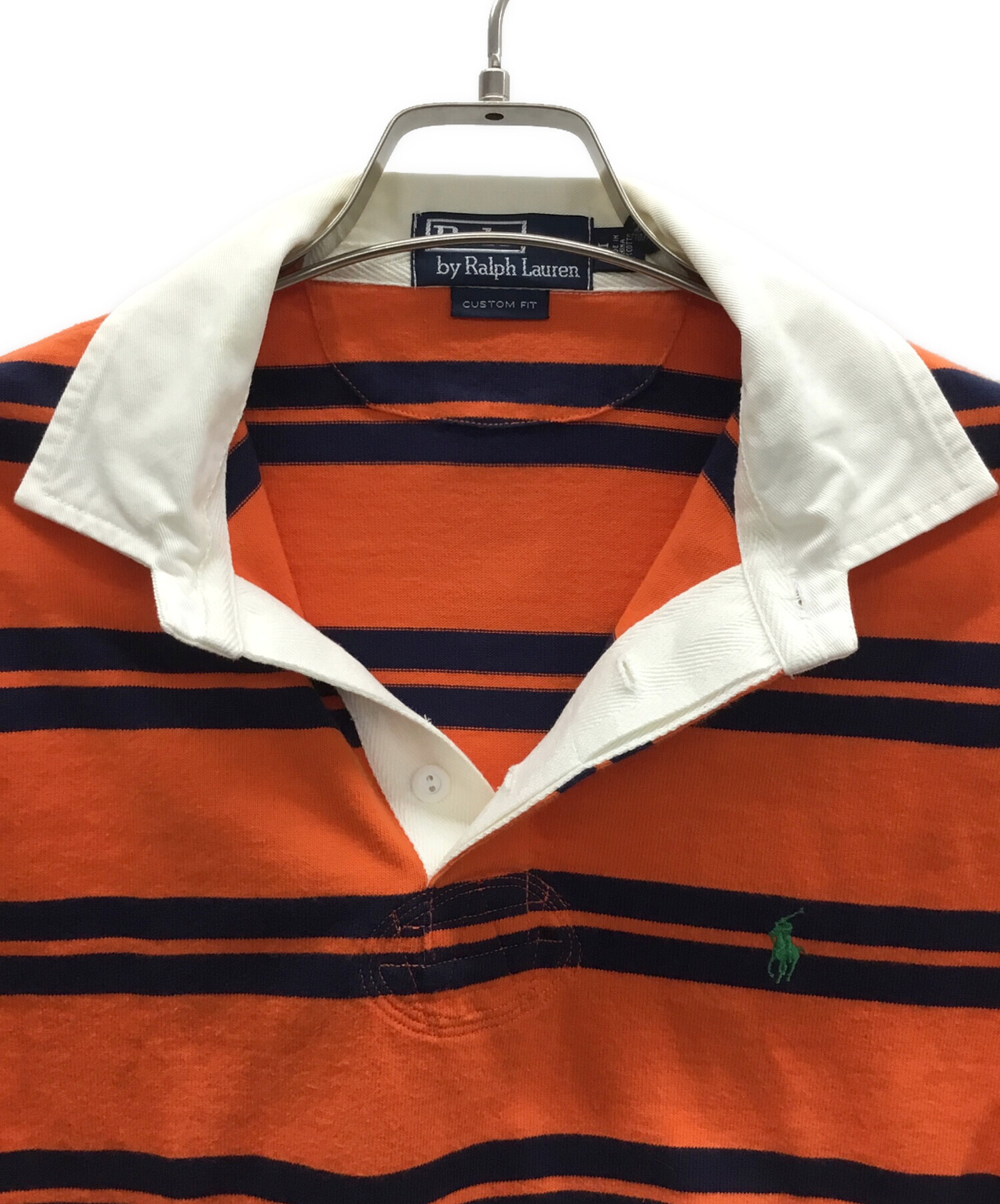 中古・古着通販】POLO (ポロ) ポロシャツ オレンジ×ネイビー サイズ:M 