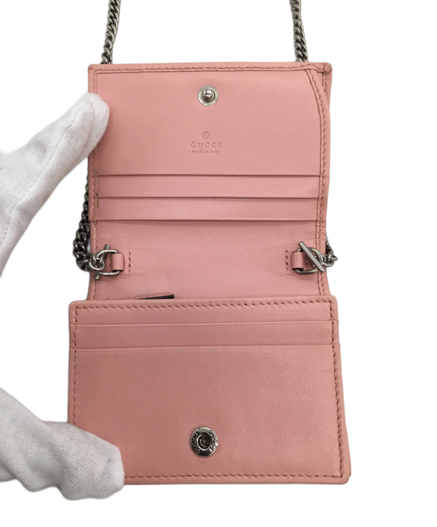 GUCCI ショルダーウォレット　新品・未使用・ピンク 中古・古着通販】GUCCI (グッチ) チェーンウォレット ピンク｜ブランド