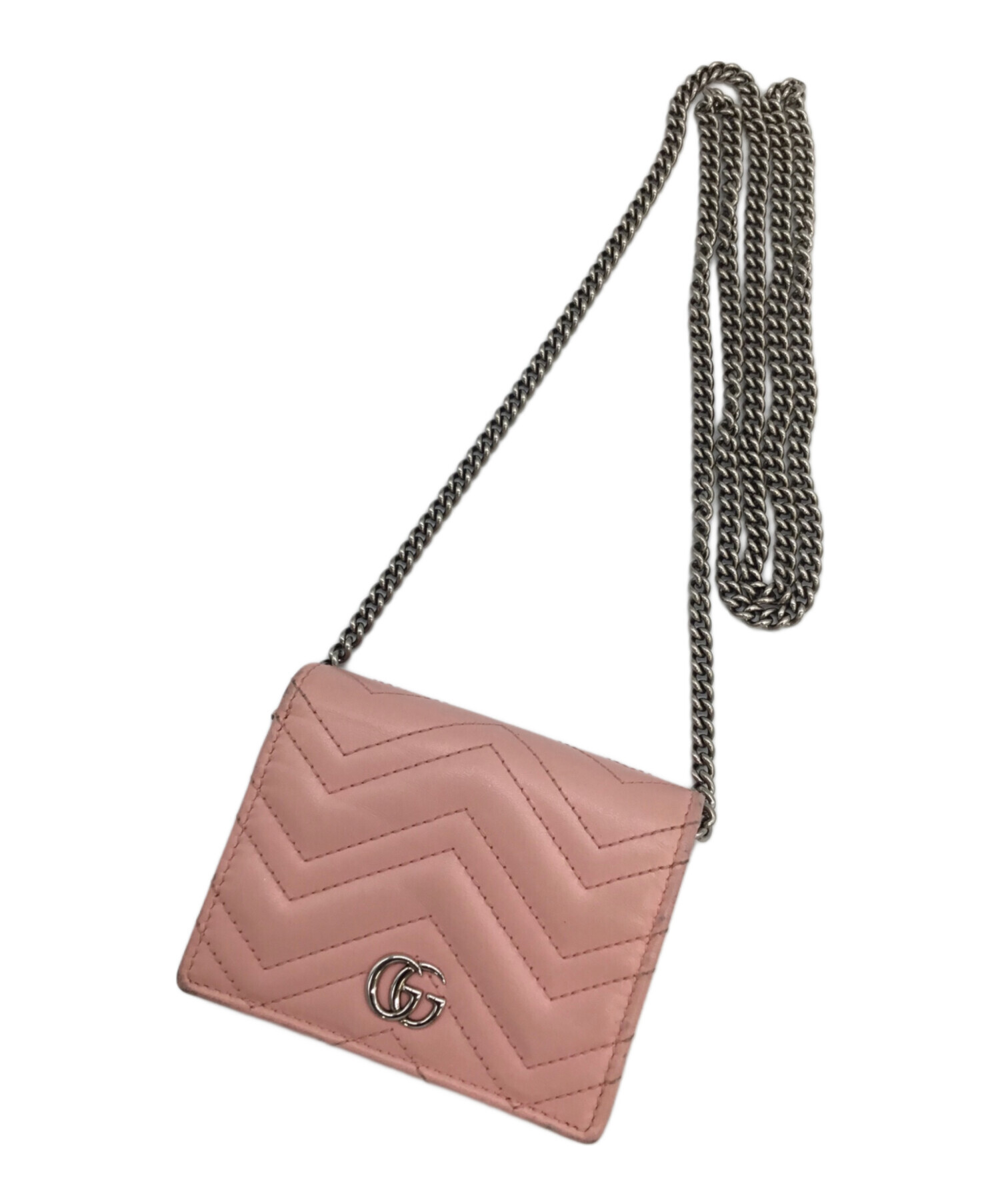 中古・古着通販】GUCCI (グッチ) チェーンウォレット ピンク｜ブランド