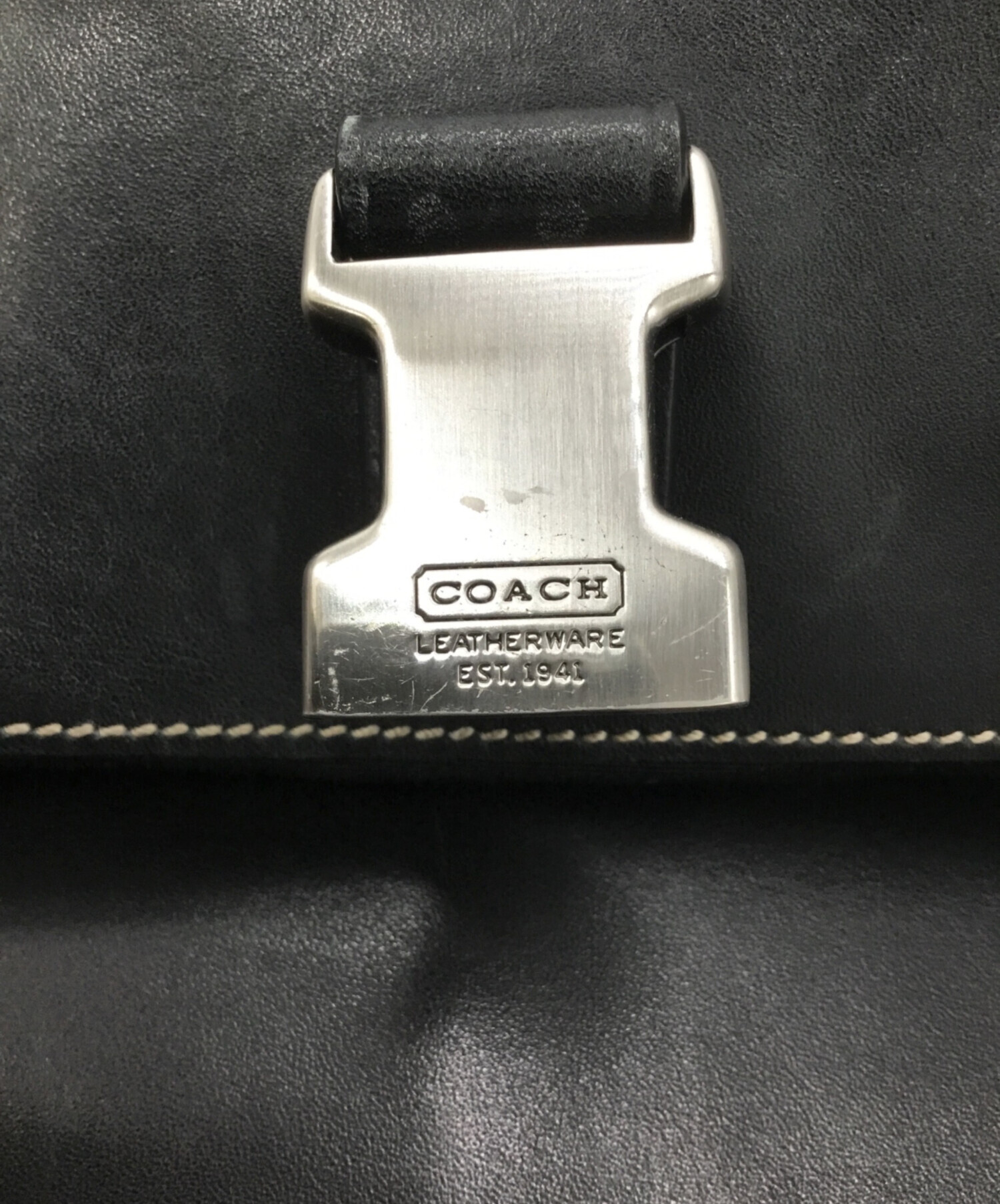 中古・古着通販】COACH (コーチ) レザーショルダーバッグ ブラック 