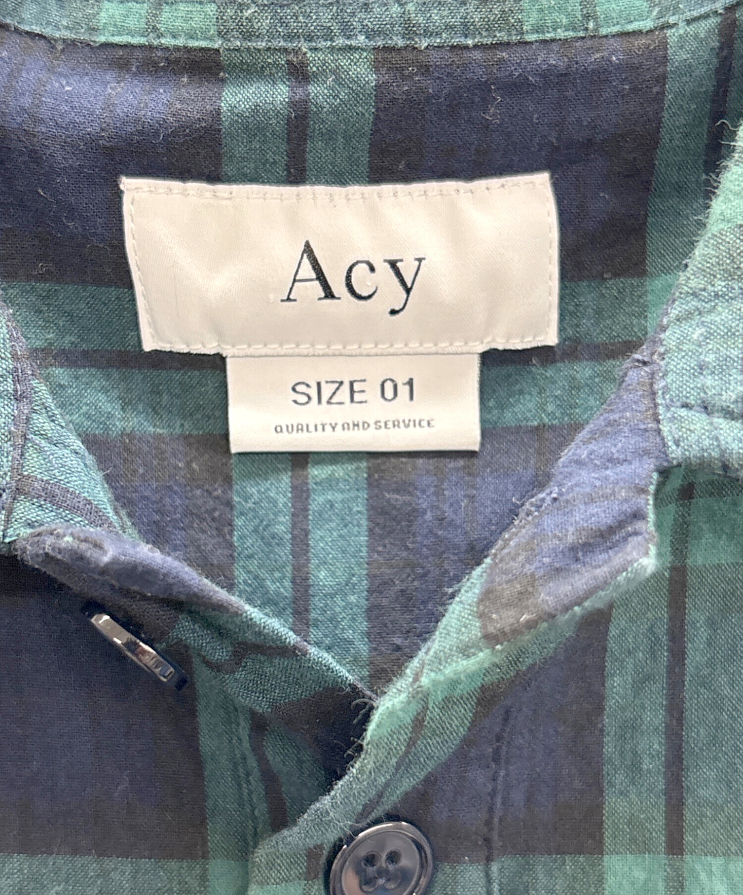 中古・古着通販】Acy (エイシー) チェックシャツ ネイビー×グリーン 