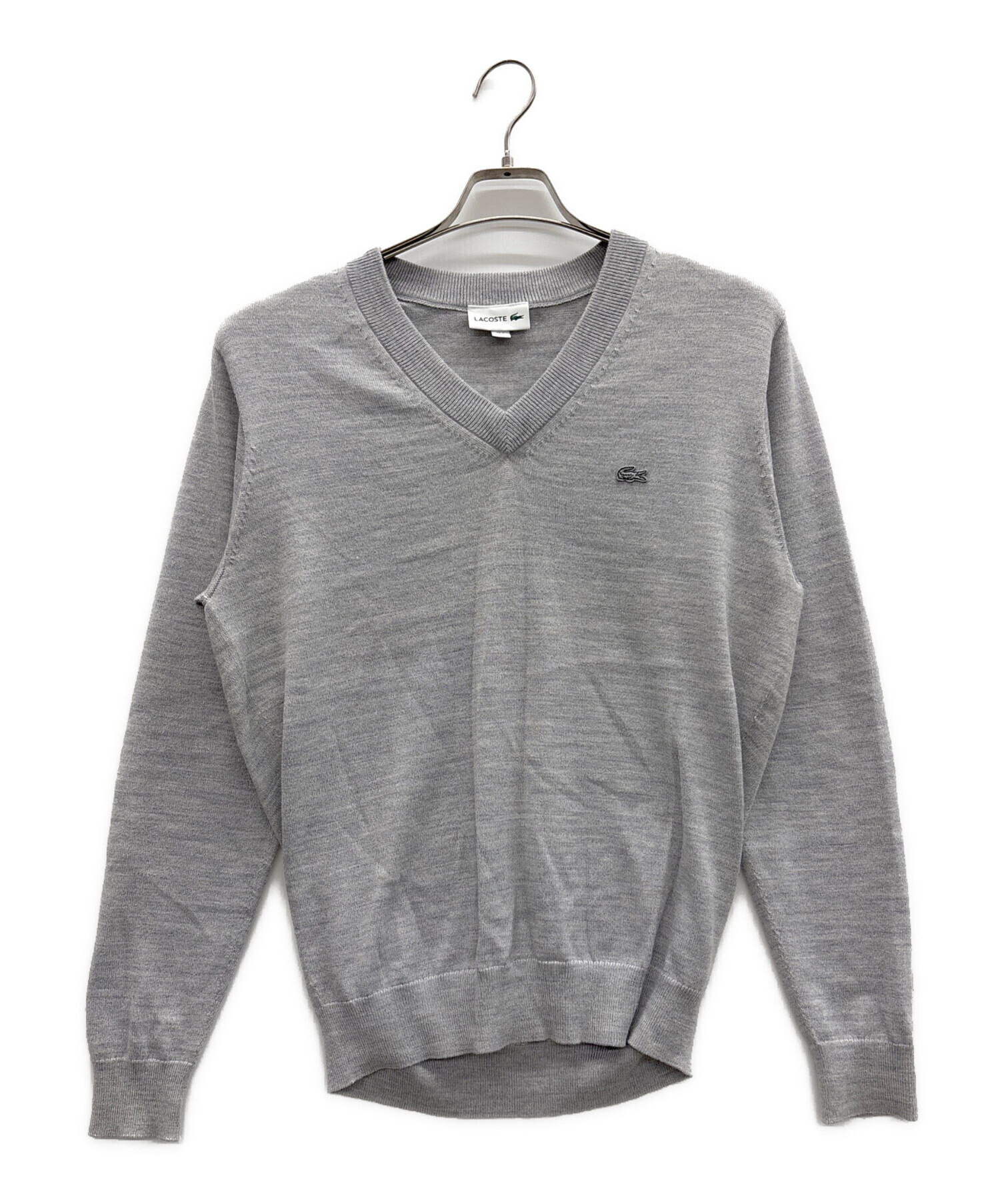 中古・古着通販】LACOSTE (ラコステ) Vネックニット ライトグレー 