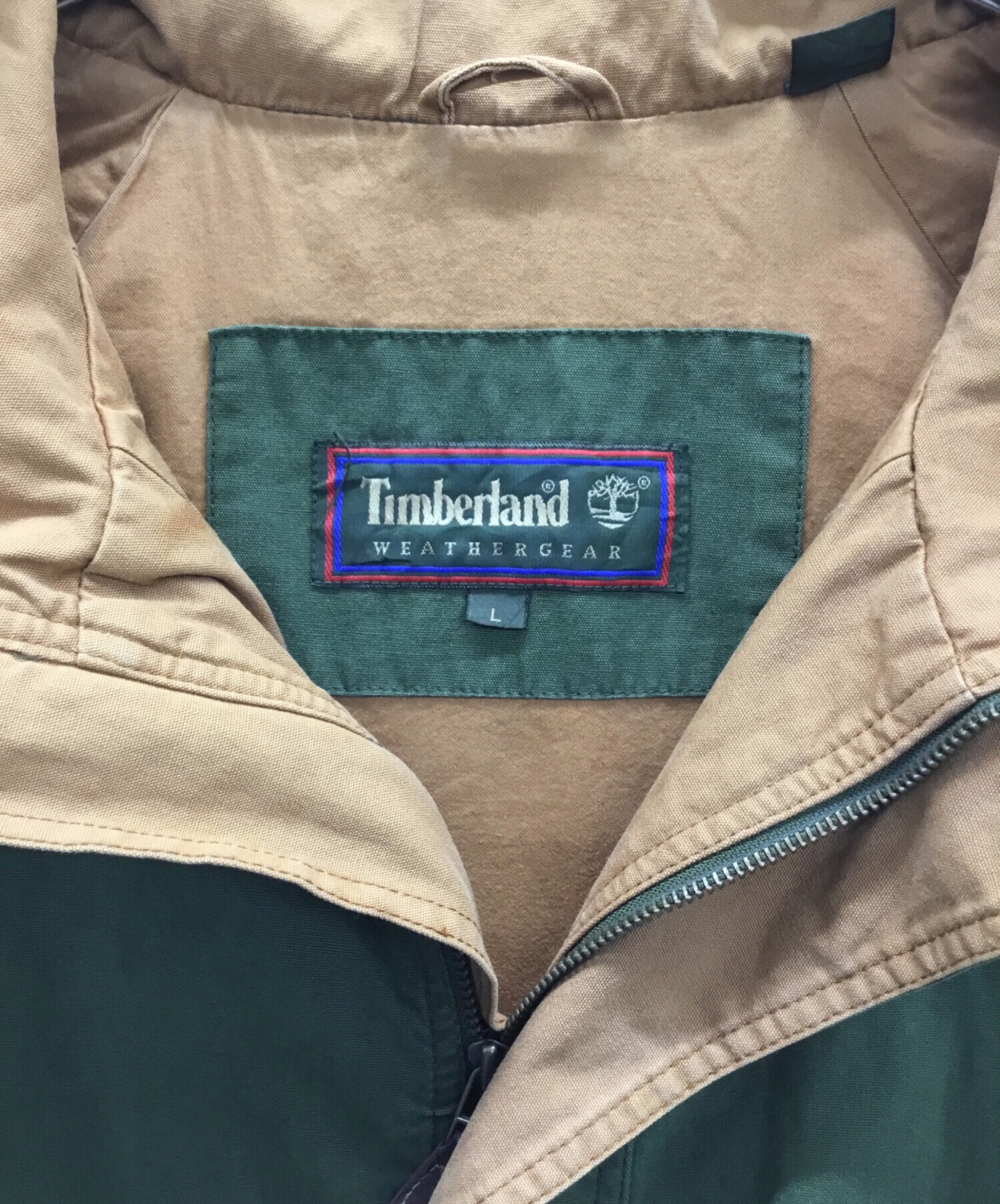 Timberland ミリタリージャケット Lサイズ ネイビー ロゴ刺繍 