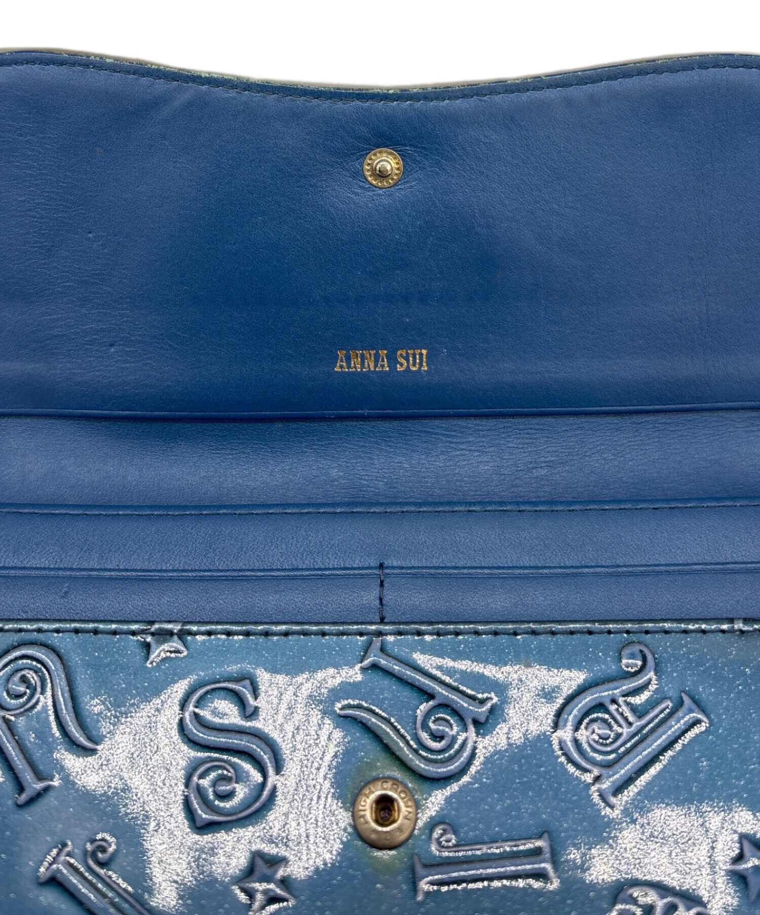 ANNA SUI ソルーナ　soluna 長財布 ネイビー メタリックブルー 中古・古着通販】ANNA SUI (アナスイ) 長財布 ブルー｜ブランド・古着