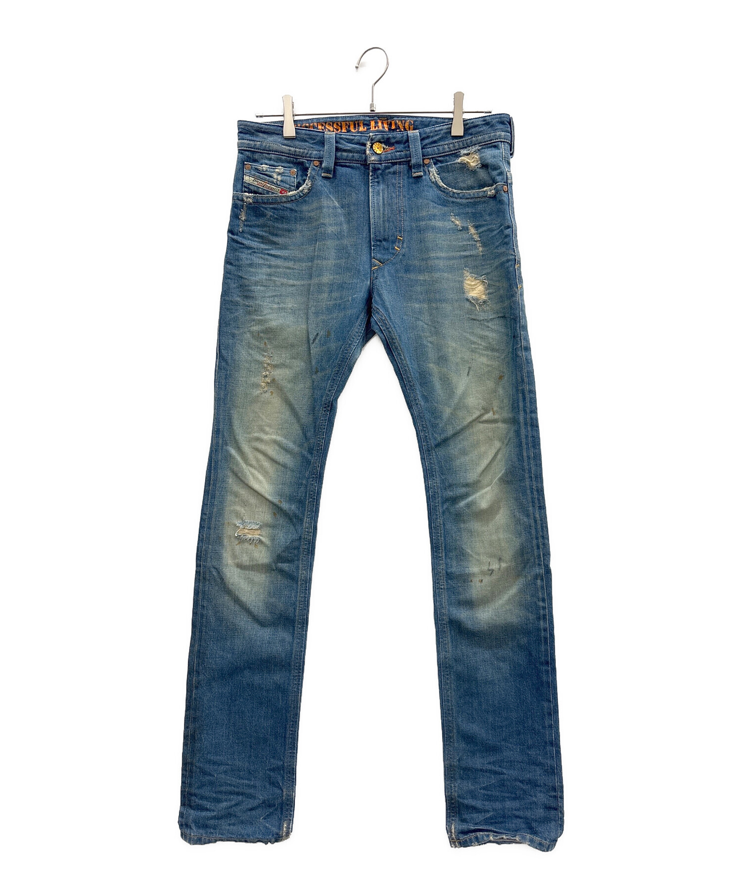 【鑑定済美品】24FW ディーゼル レイヤードデニム ダメージ加工 50（XL） 中古・古着通販】DIESEL (ディーゼル) ダメージ加工デニムパンツ