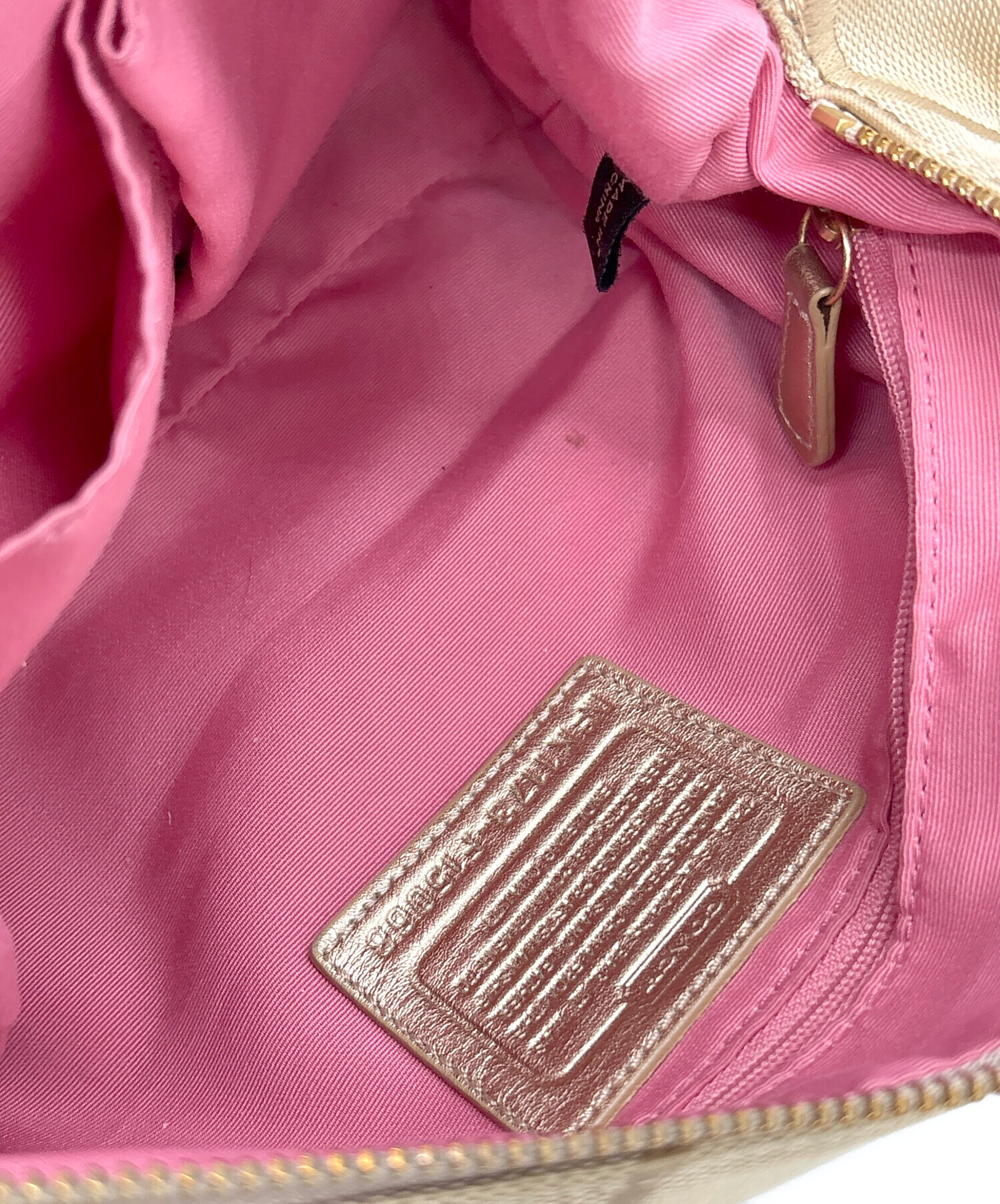 中古・古着通販】COACH (コーチ) ショルダーバッグ ベージュ×ピンク 