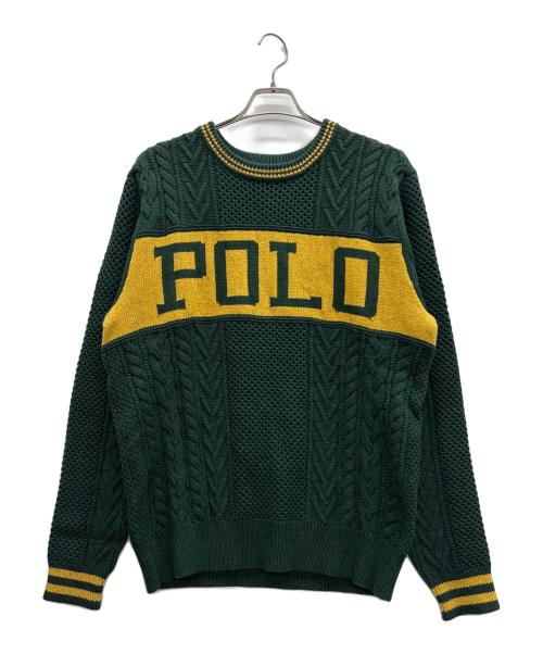 未使用 ポロ ラルフローレン Polo インターシャ ニットセーター グリーン ラルフローレン RALPH LAUREN ニット セーター ポロシャツ 長袖