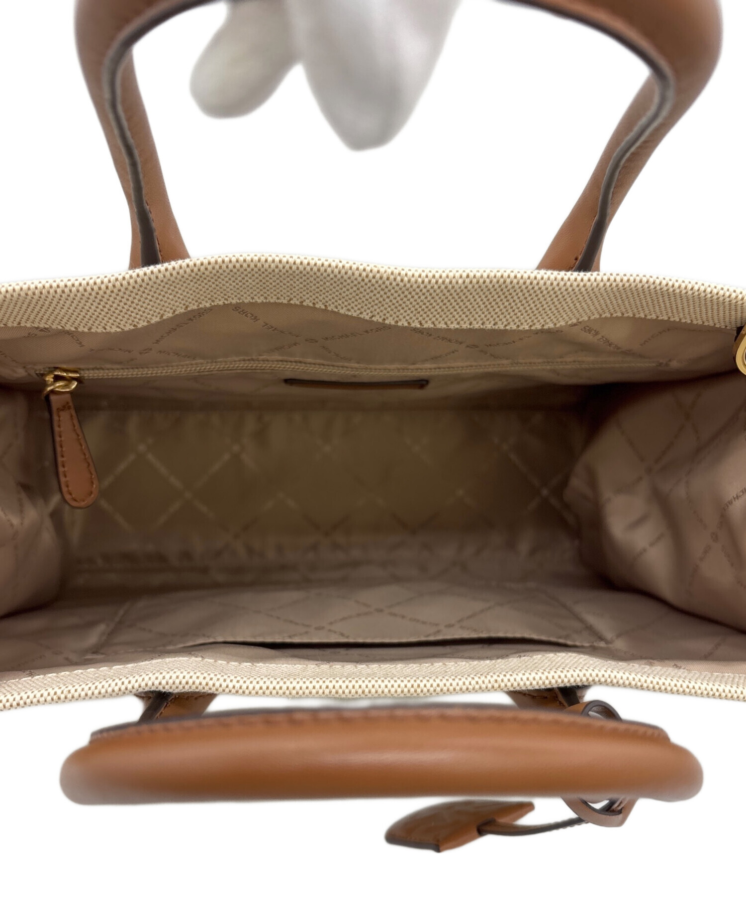 マイケルコース  ハンドバッグ アイボリー×ブラウン  Michael Kors 中古・古着通販】MICHAEL KORS (マイケル・コース) キャンバストート