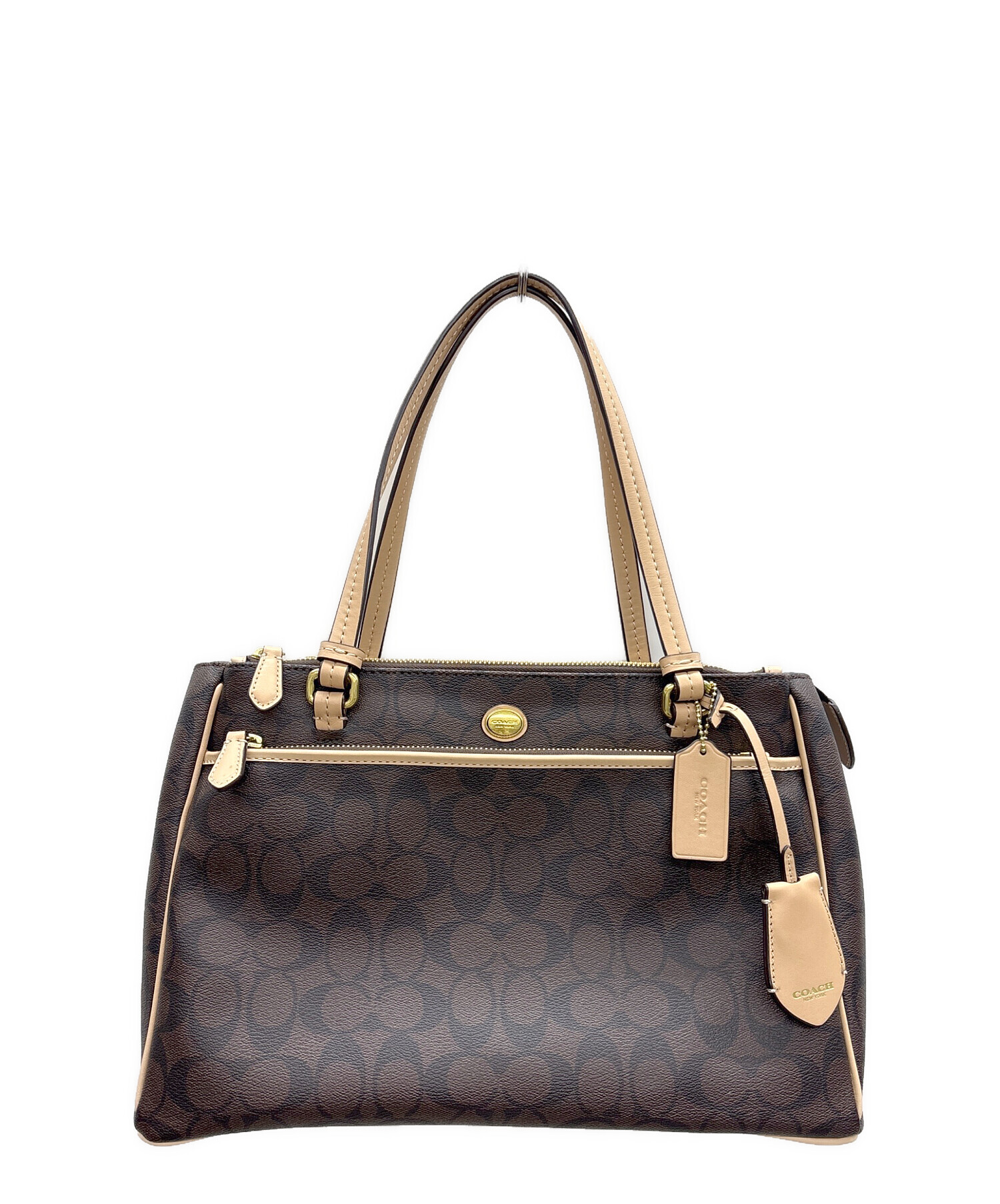 美品　COACH　2WAYトートバッグ　本革　オレンジ　ブラウン　タグ付未使用品 中古・古着通販】COACH (コーチ) 2WAYトートバッグ ブラウン｜ブランド