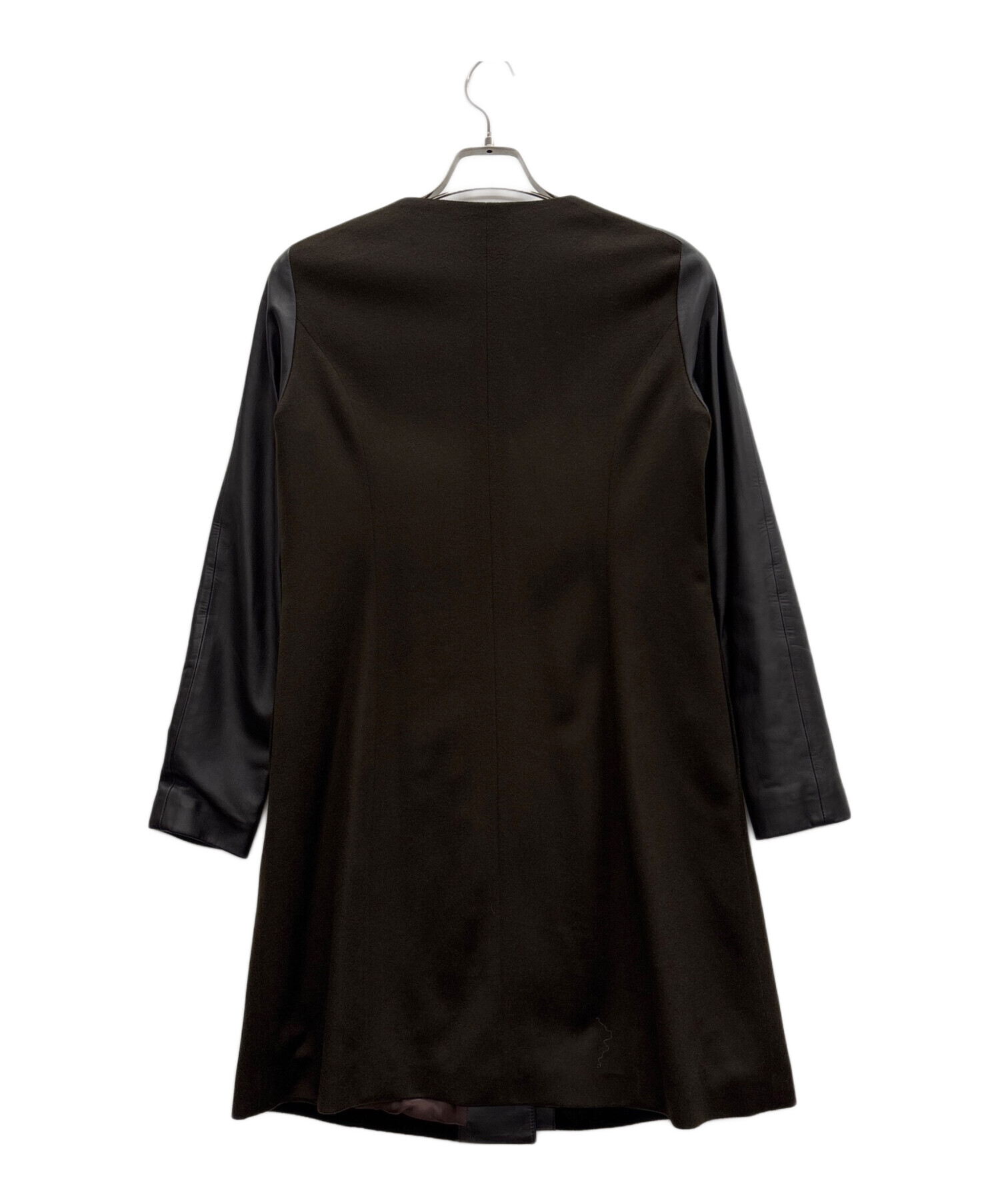 未使用級✨️ミラショーン ファー ロングコート 40 ブラウン ナイロン 日本製 中古・古着通販】mila schon (ミラ ショーン) ロングコート カーキ