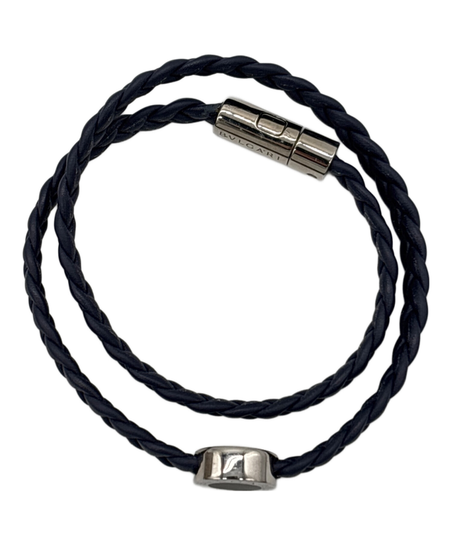 中古・古着通販】BVLGARI (ブルガリ) レザーブレスレッド ネイビー