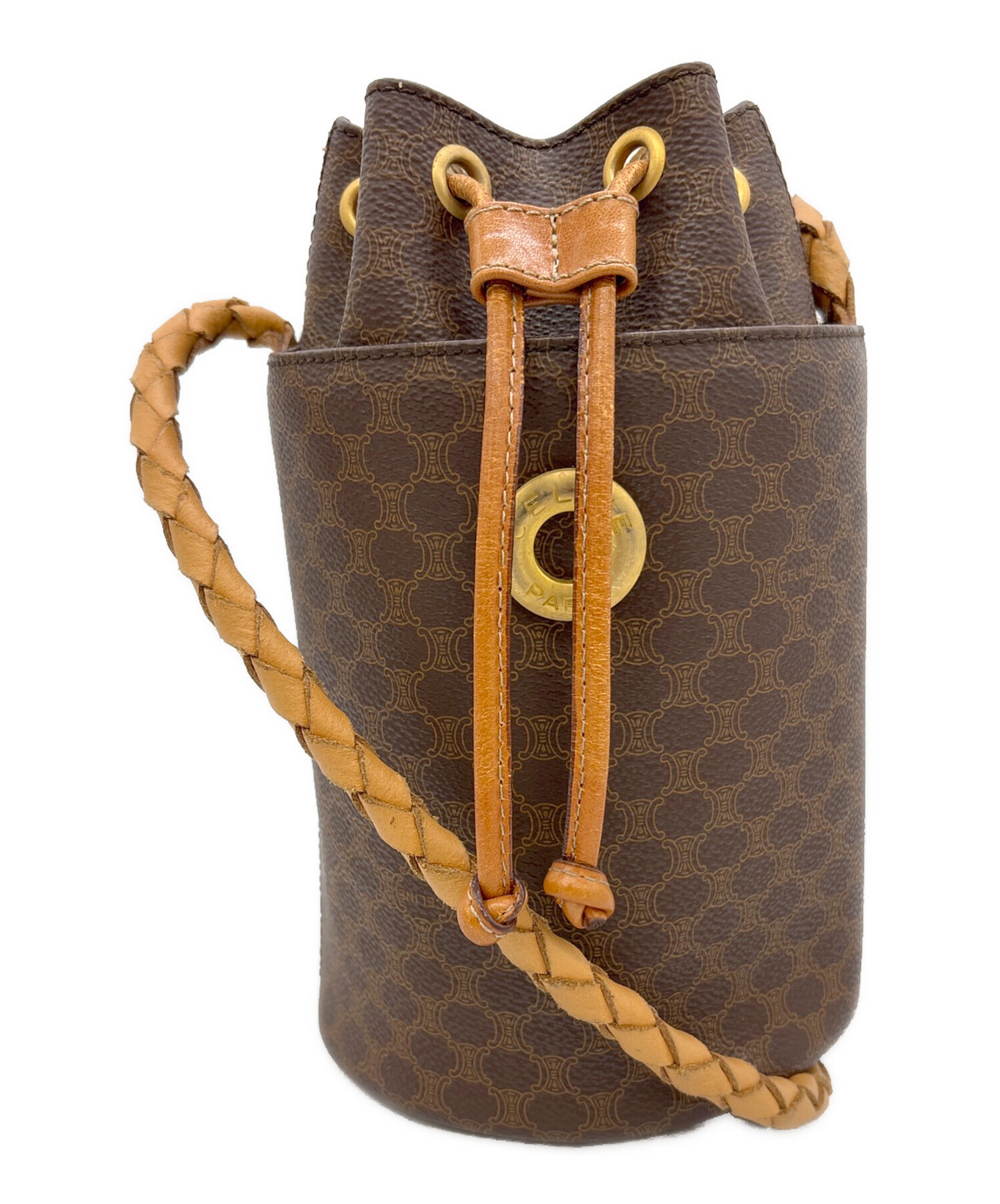 中古・古着通販】CELINE (セリーヌ) 巾着ショルダーバッグ ブラウン