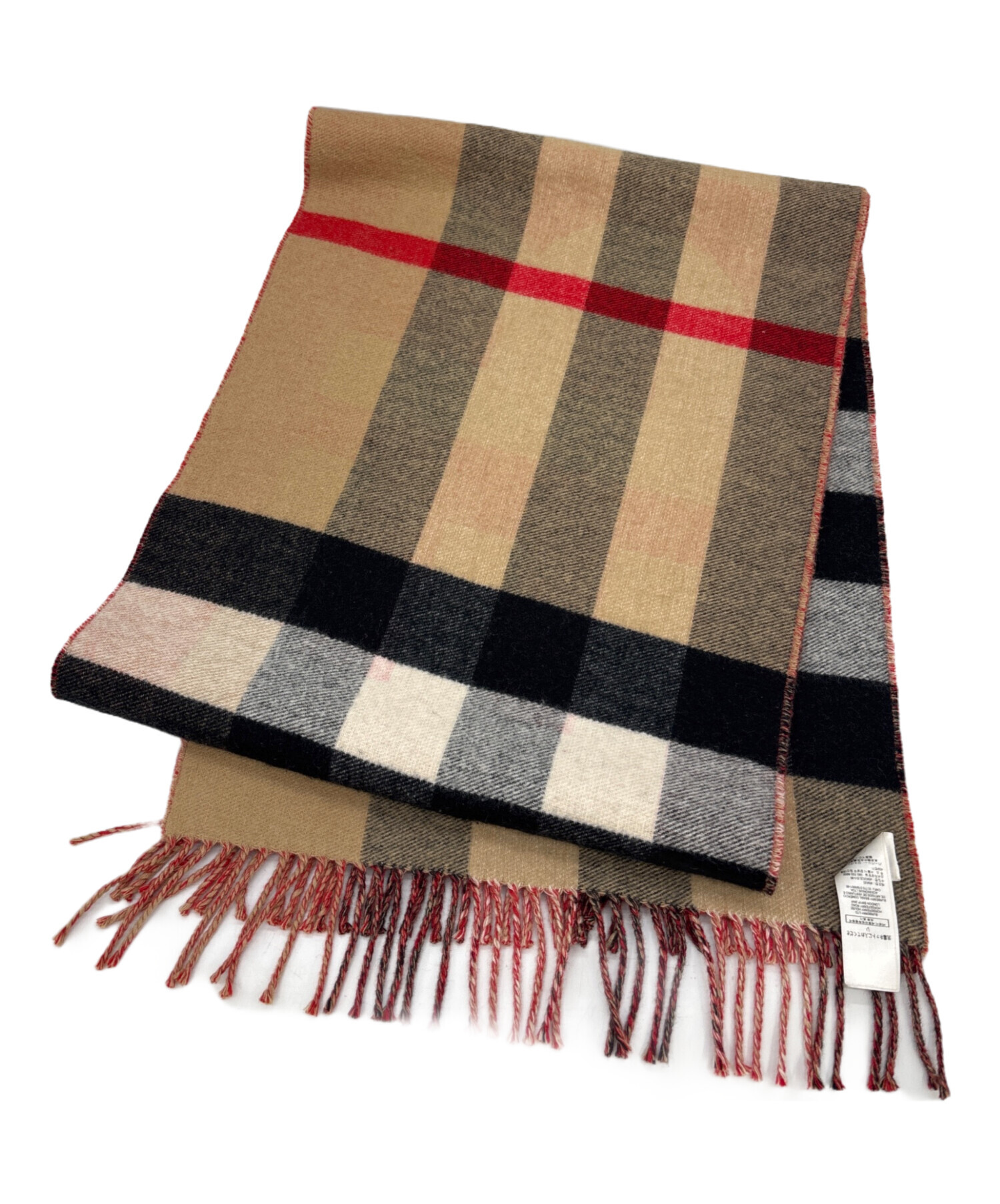 中古・古着通販】BURBERRY (バーバリー) マフラー レッド×ベージュ
