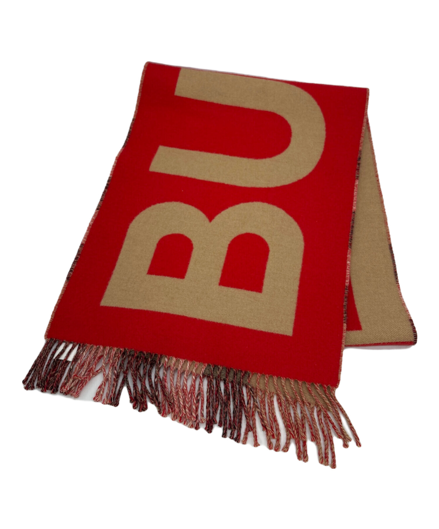 中古・古着通販】BURBERRY (バーバリー) マフラー レッド×ベージュ