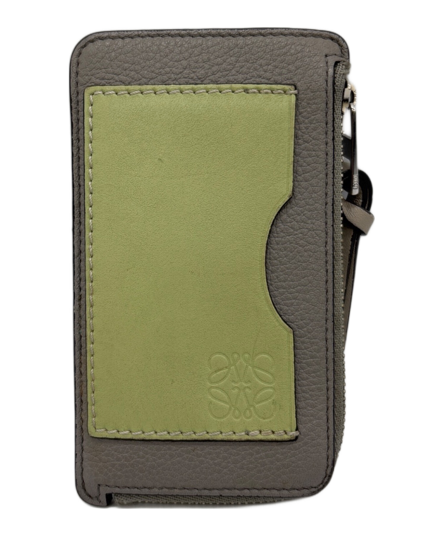 LOEWE グリーン レザー ケース 中古・古着通販】LOEWE (ロエベ) フラグメントケース グレー×グリーン