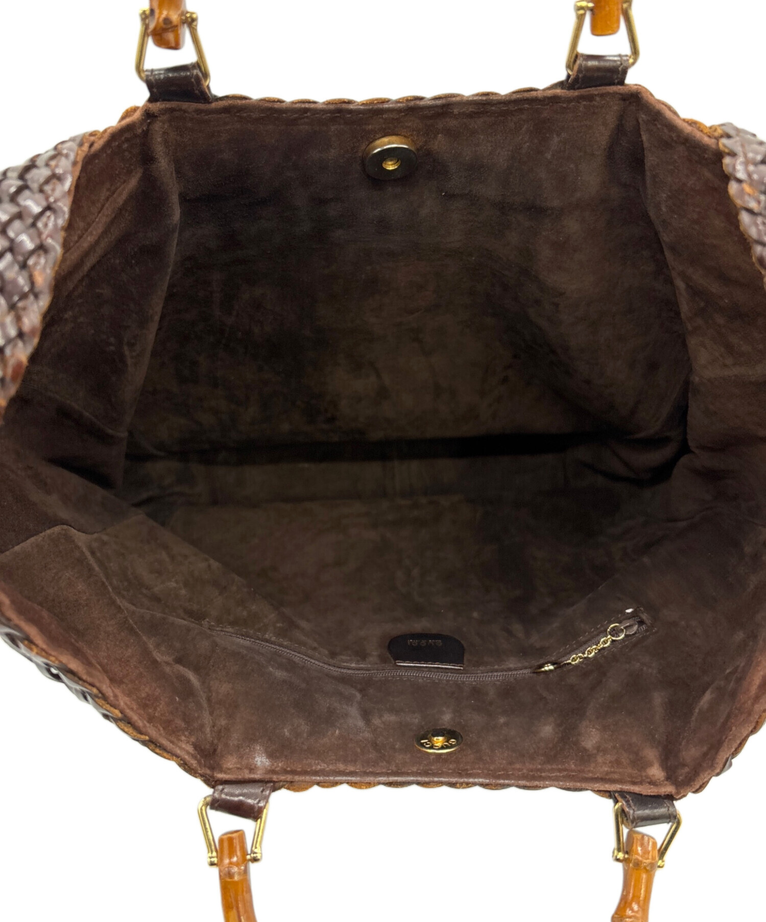中古・古着通販】GUCCI (グッチ) バンブー編み込みバッグ ブラウン