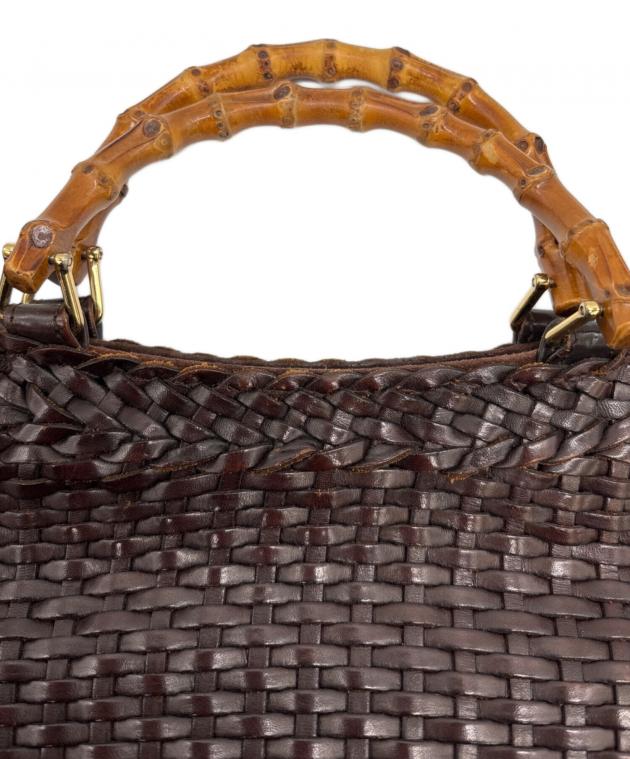 中古・古着通販】GUCCI (グッチ) バンブー編み込みバッグ ブラウン