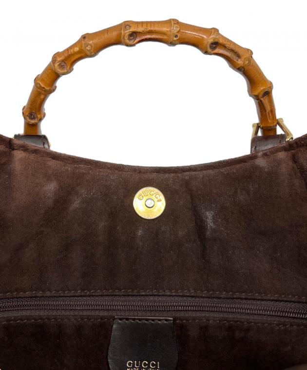 中古・古着通販】GUCCI (グッチ) バンブー編み込みバッグ ブラウン