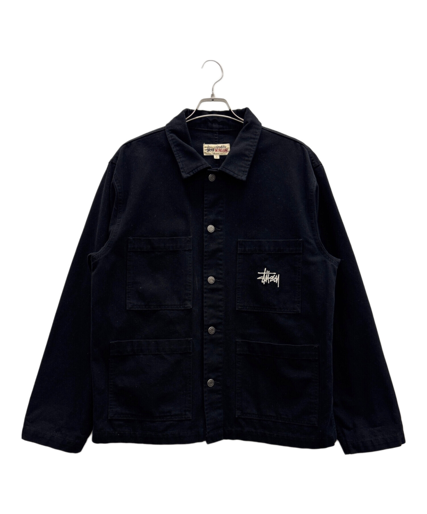 【超希少デザイン】ステューシー☆ブロック　チェック 刺繍ロゴ チョアコート 中古・古着通販】stussy (ステューシー) キャンバスチョアジャケット