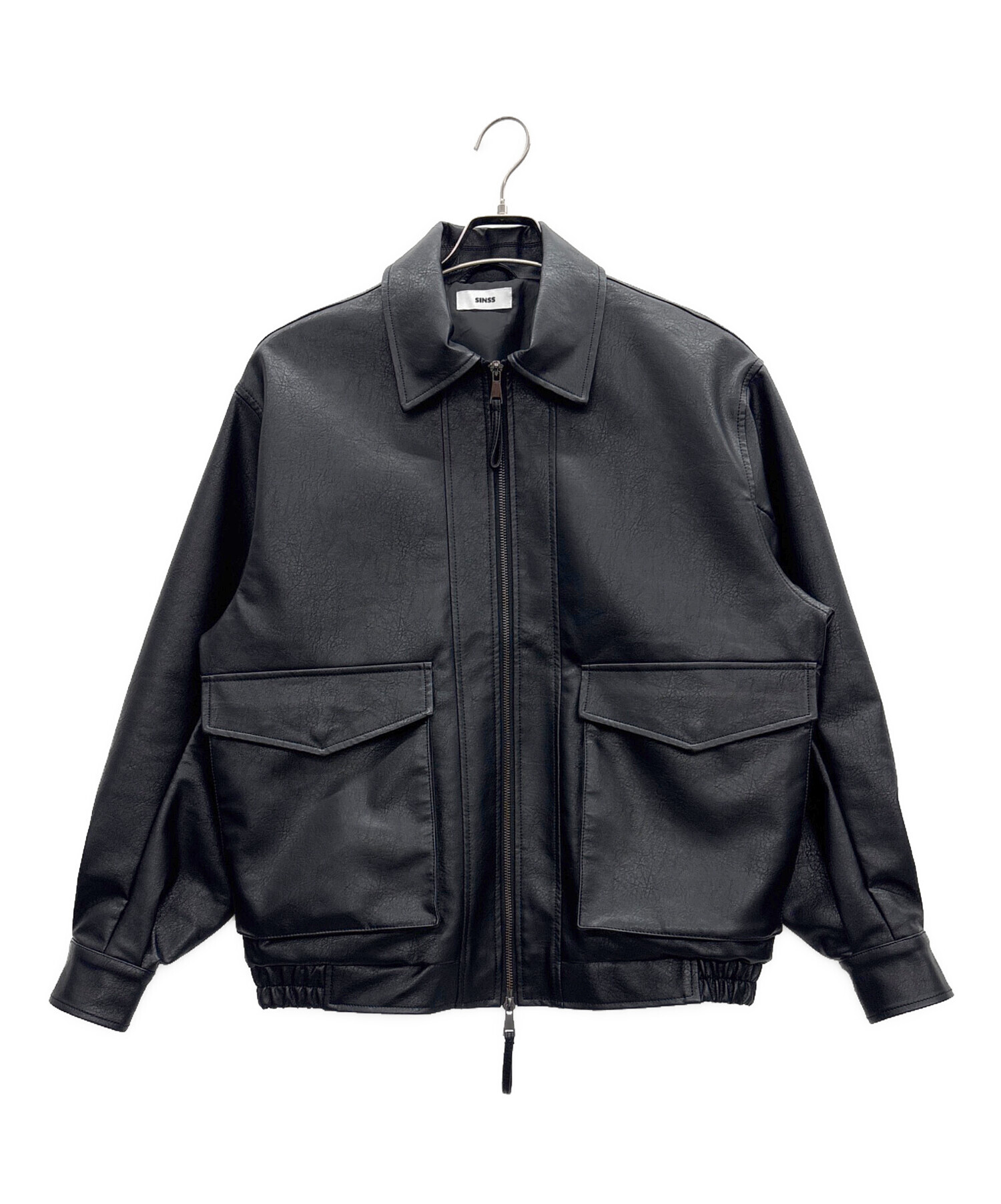 中古・古着通販】SINSS (シンス) フェイクレザージャケット ブラック
