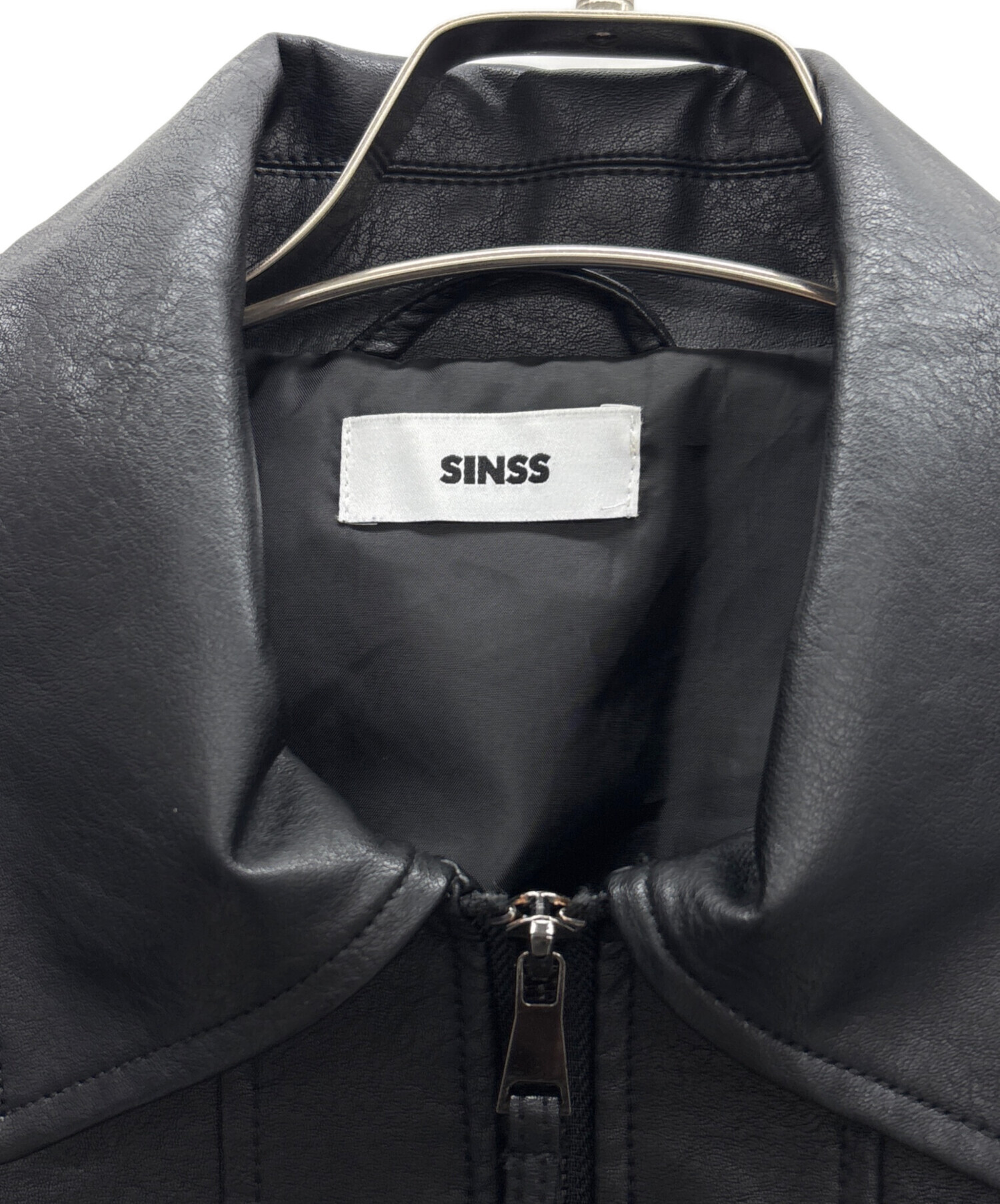中古・古着通販】SINSS (シンス) フェイクレザージャケット ブラック