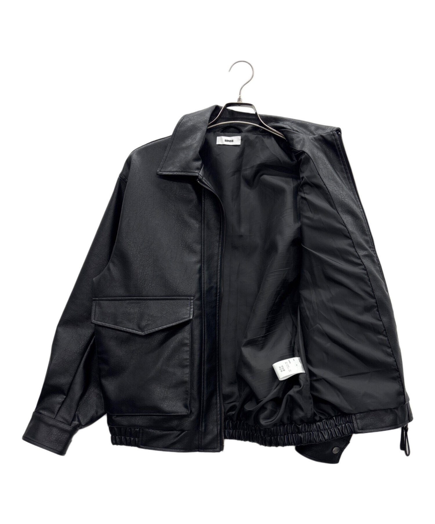 中古・古着通販】SINSS (シンス) フェイクレザージャケット ブラック