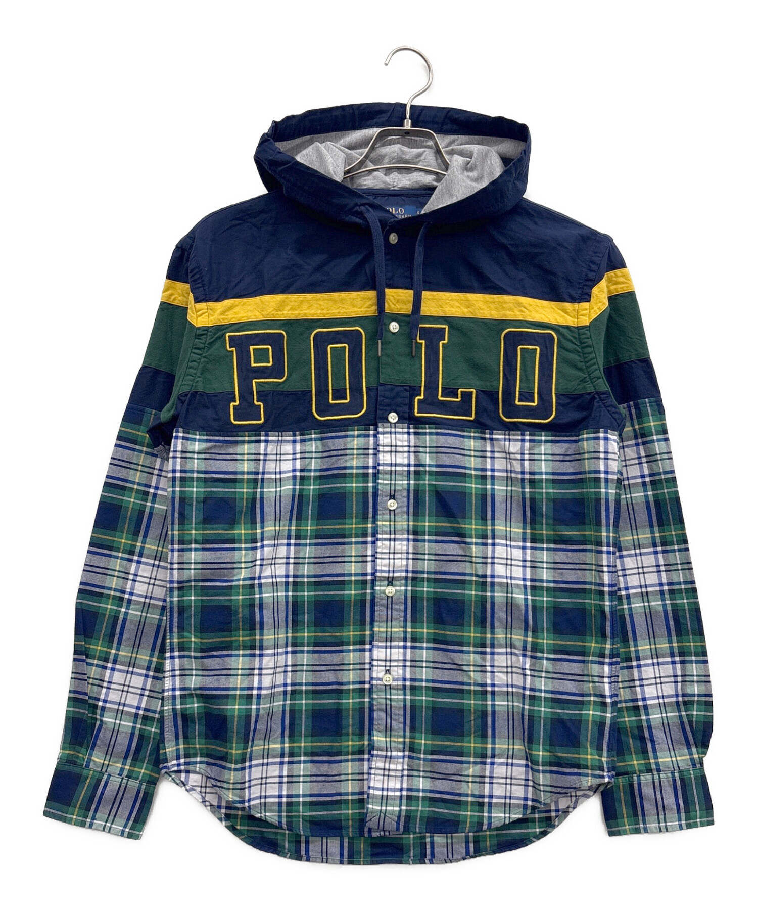 Polo Ralph Lauren パーカー ビンテージ加工 青 中古・古着通販】POLO RALPH LAUREN (ポロ・ラルフローレン) 切替