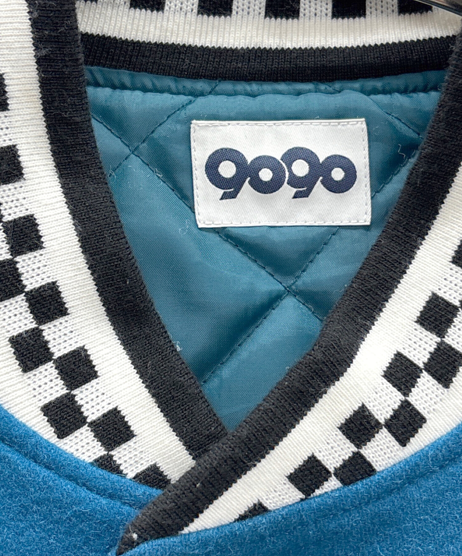 中古・古着通販】9090 (9090) ウール混スタジャン ブルー×ホワイト