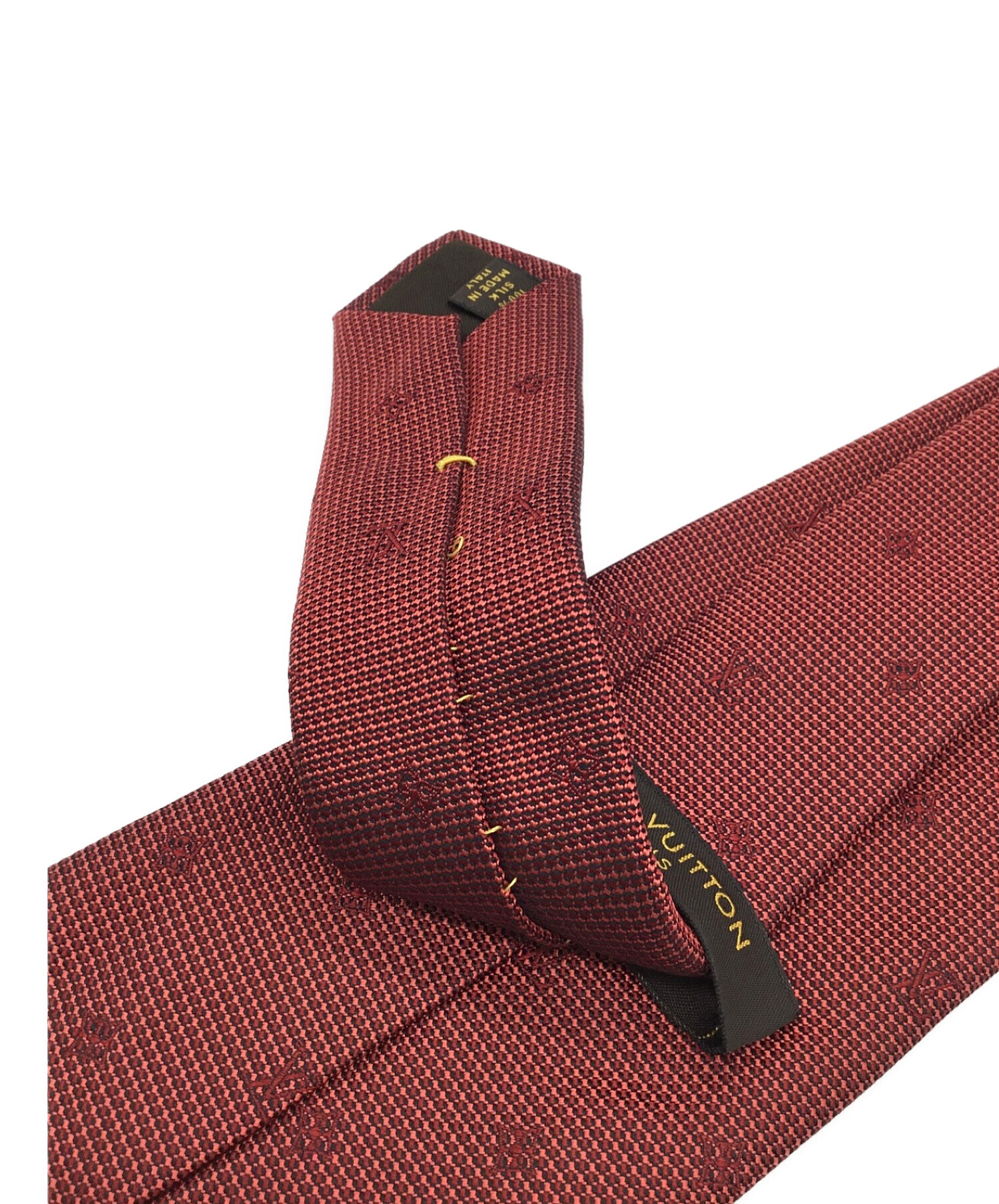 LOUIS VUITTON バーガンディ モノグラム ネクタイ　レッド 中古・古着通販】LOUIS VUITTON (ルイ ヴィトン) クラヴァット