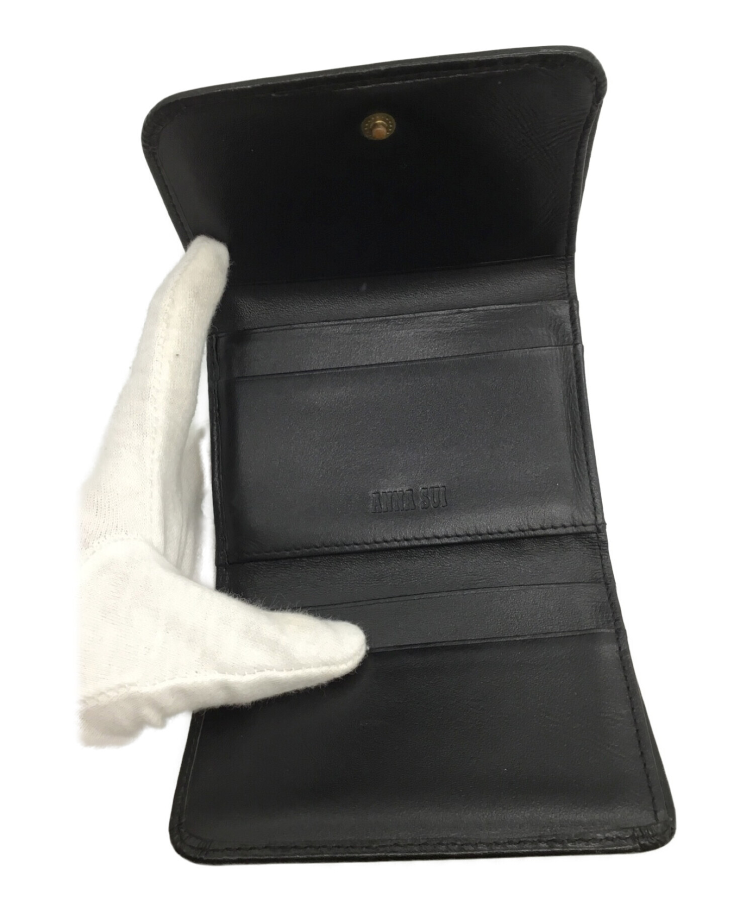 中古・古着通販】ANNA SUI (アナスイ) 3つ折り財布 ブラック