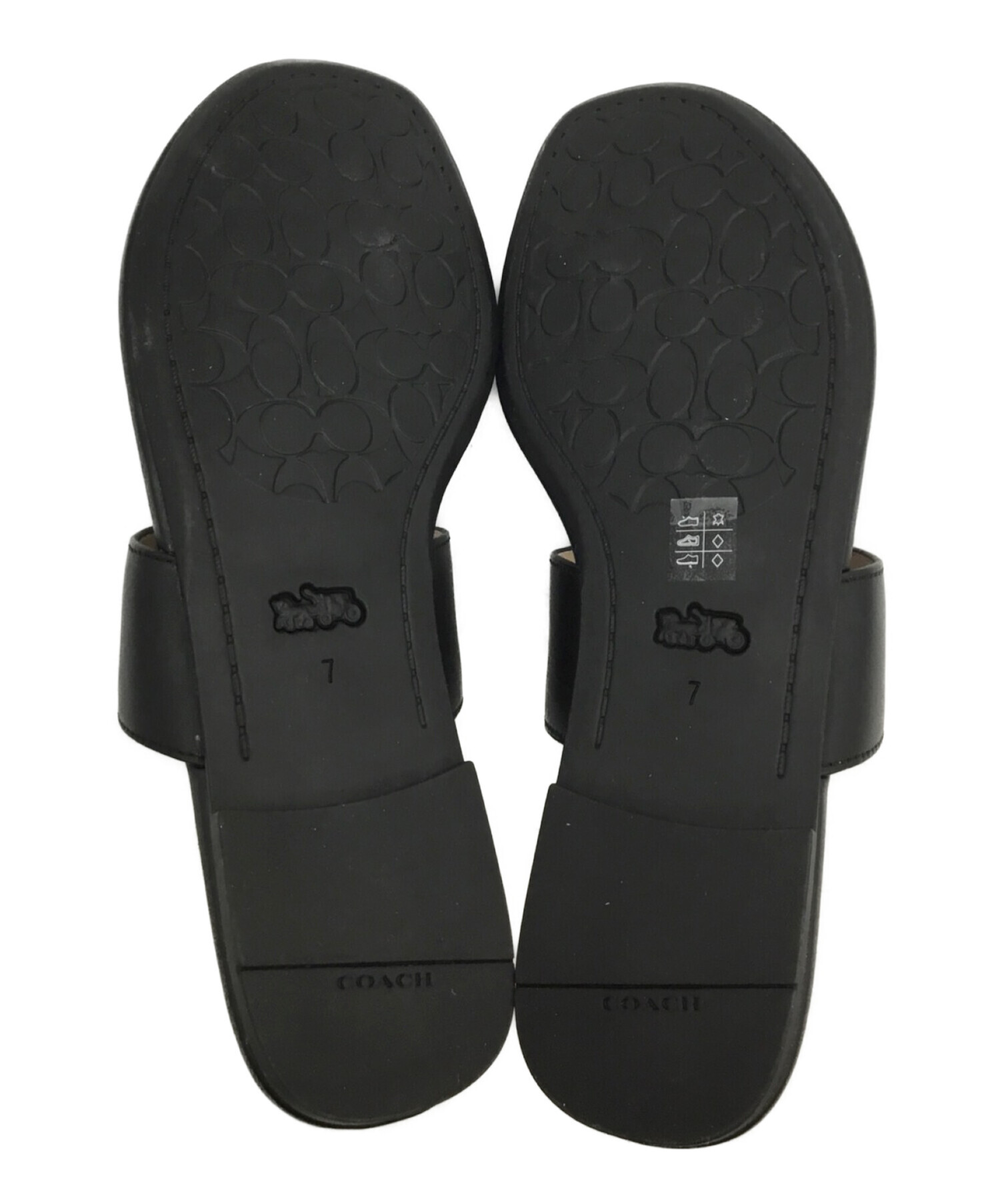 coachレザーサンダル 中古・古着通販】COACH (コーチ) レザーサンダル ブラック サイズ:24.0