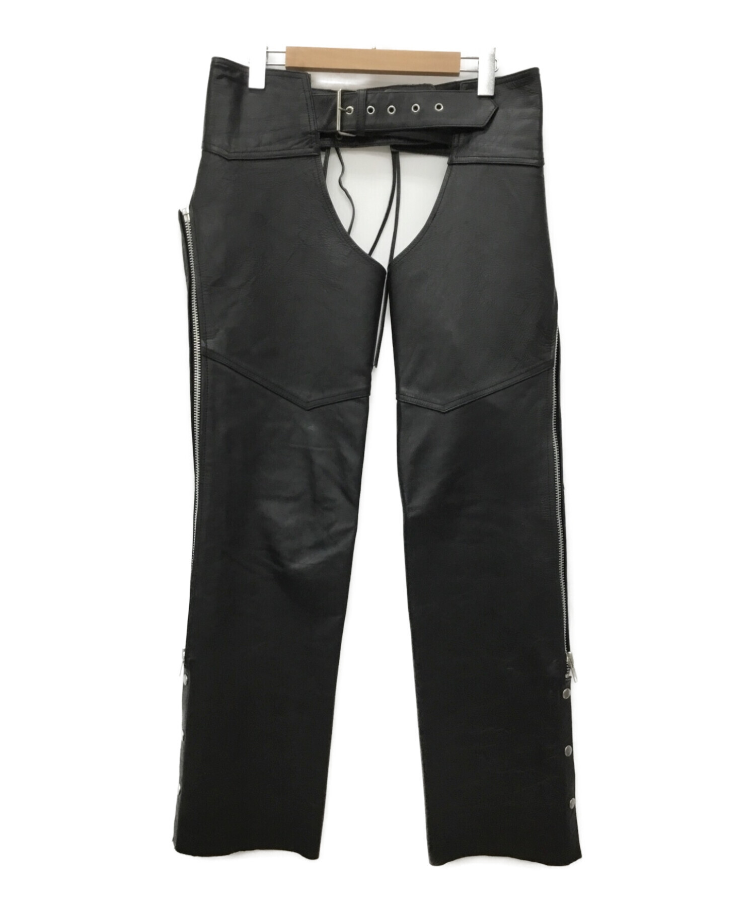 Harley-Davidson レザーオープンチャップス ブラック 中古・古着通販】HORN WORKS (ホーンワークス) レザーチャップス