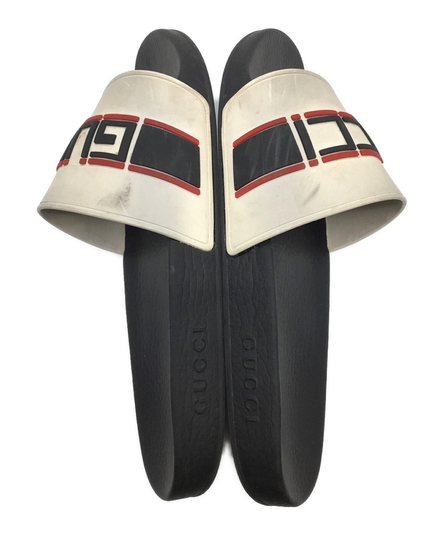 中古・古着通販】GUCCI (グッチ) スライドサンダル ホワイト×ブラック