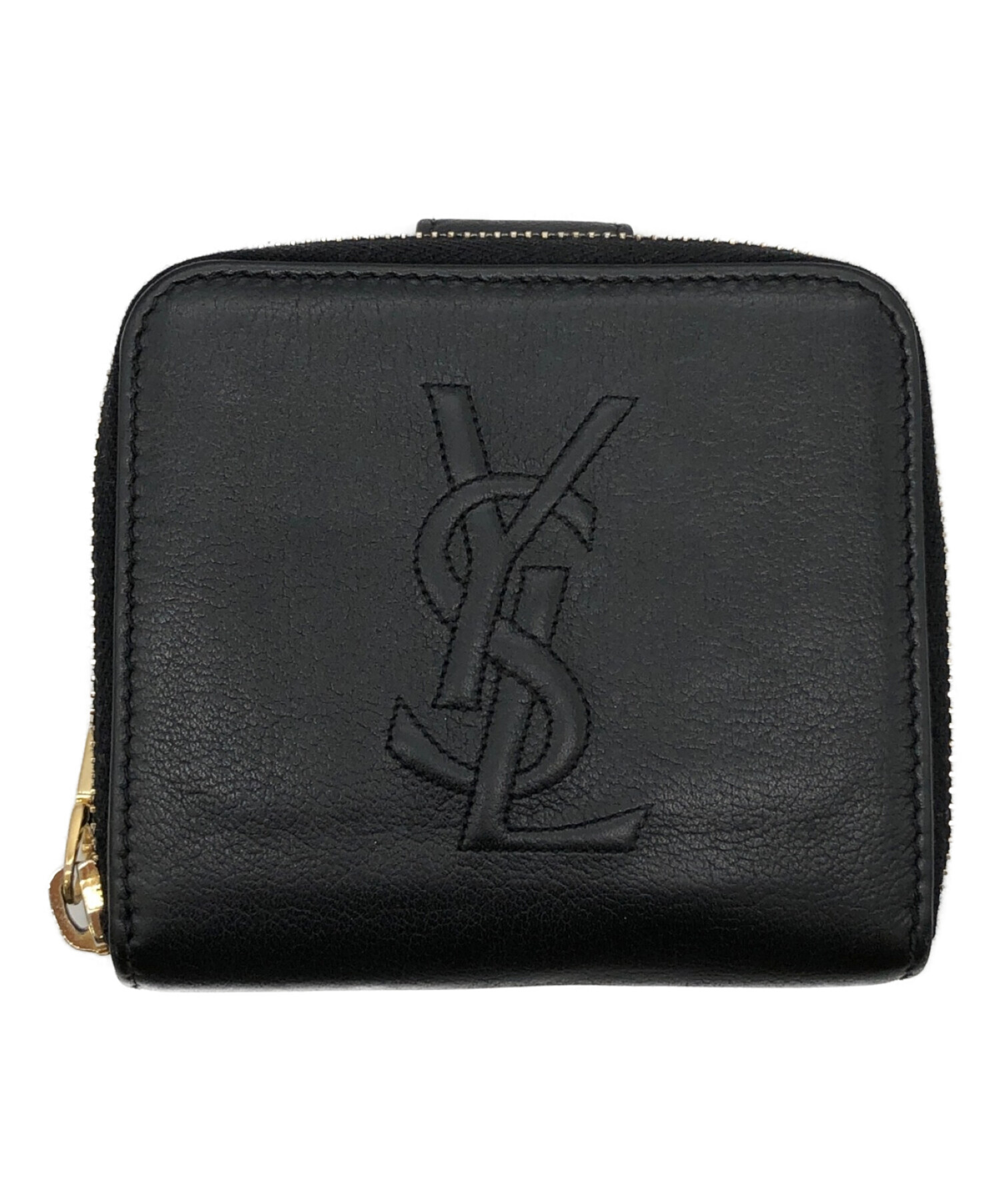 中古品 YSL 二つ折り財布 黒 SAINT LAURENT - サンローラン パリ SAINT LAURENT PARIS 財布