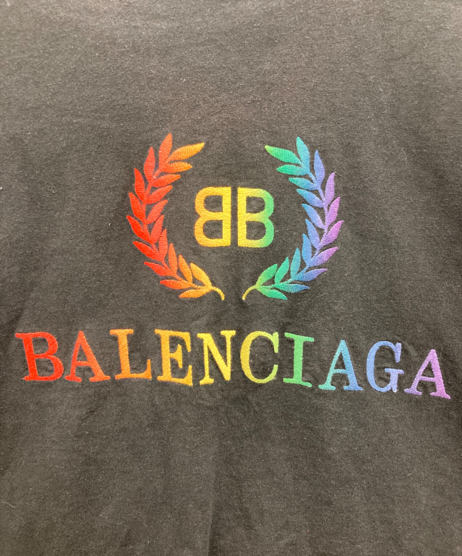 中古・古着通販】BALENCIAGA (バレンシアガ) 刺繍ロゴTシャツ ブラック 