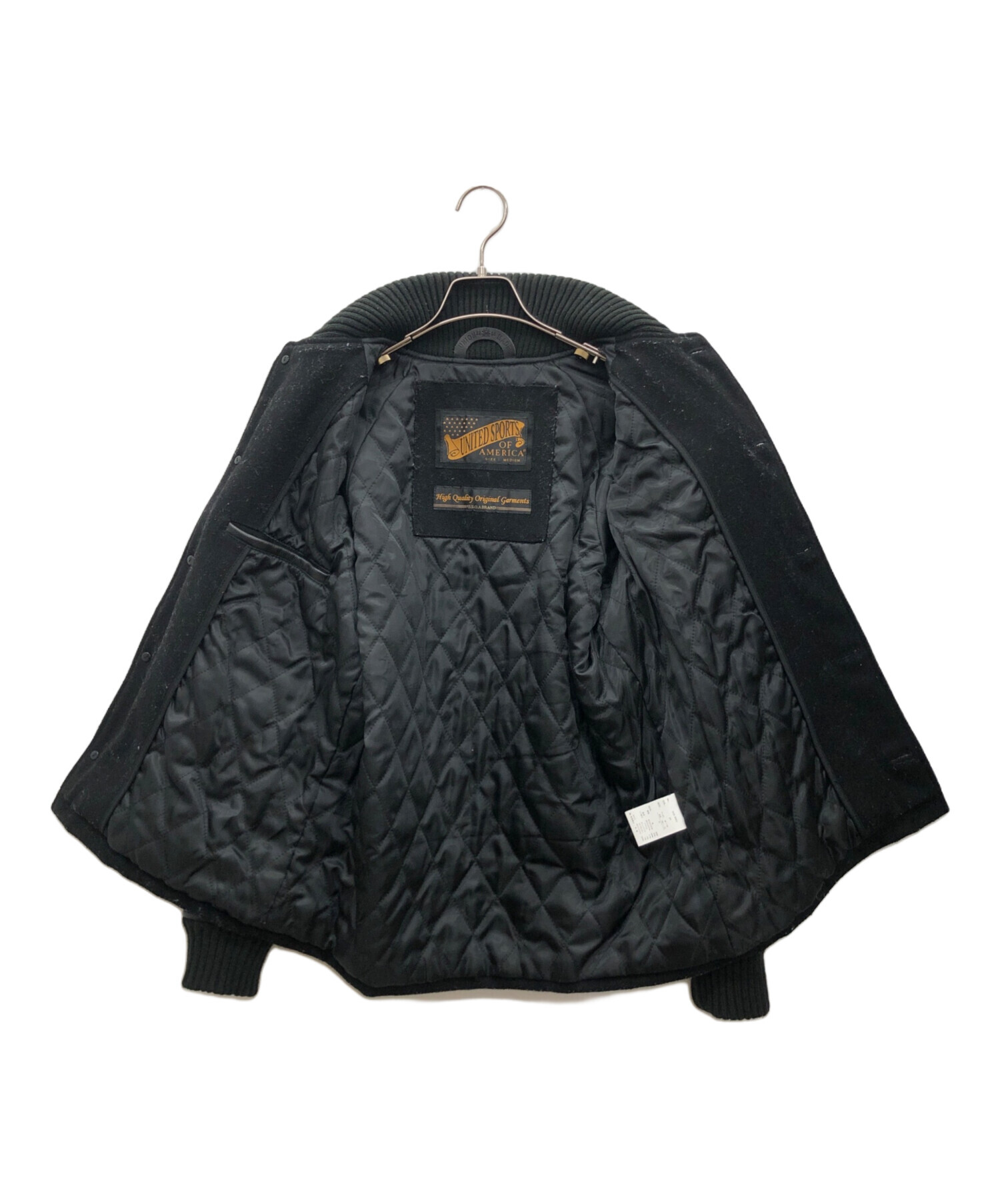 UNITED SPORTS OF AMERICA スタジャン ブラック　レザー 中古・古着通販】UNITED SPORTS OF AMERICA (ユナイテッドスポーツオブ