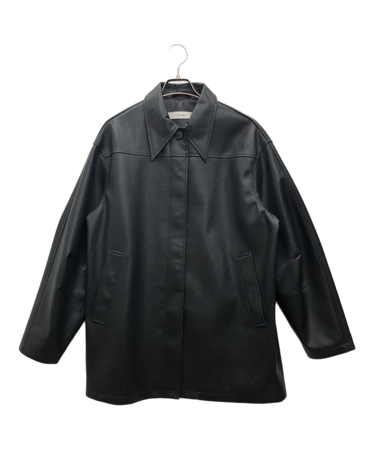 中古・古着通販】anuke (アンヌーク) Ecoleather Over Jacket ブラック