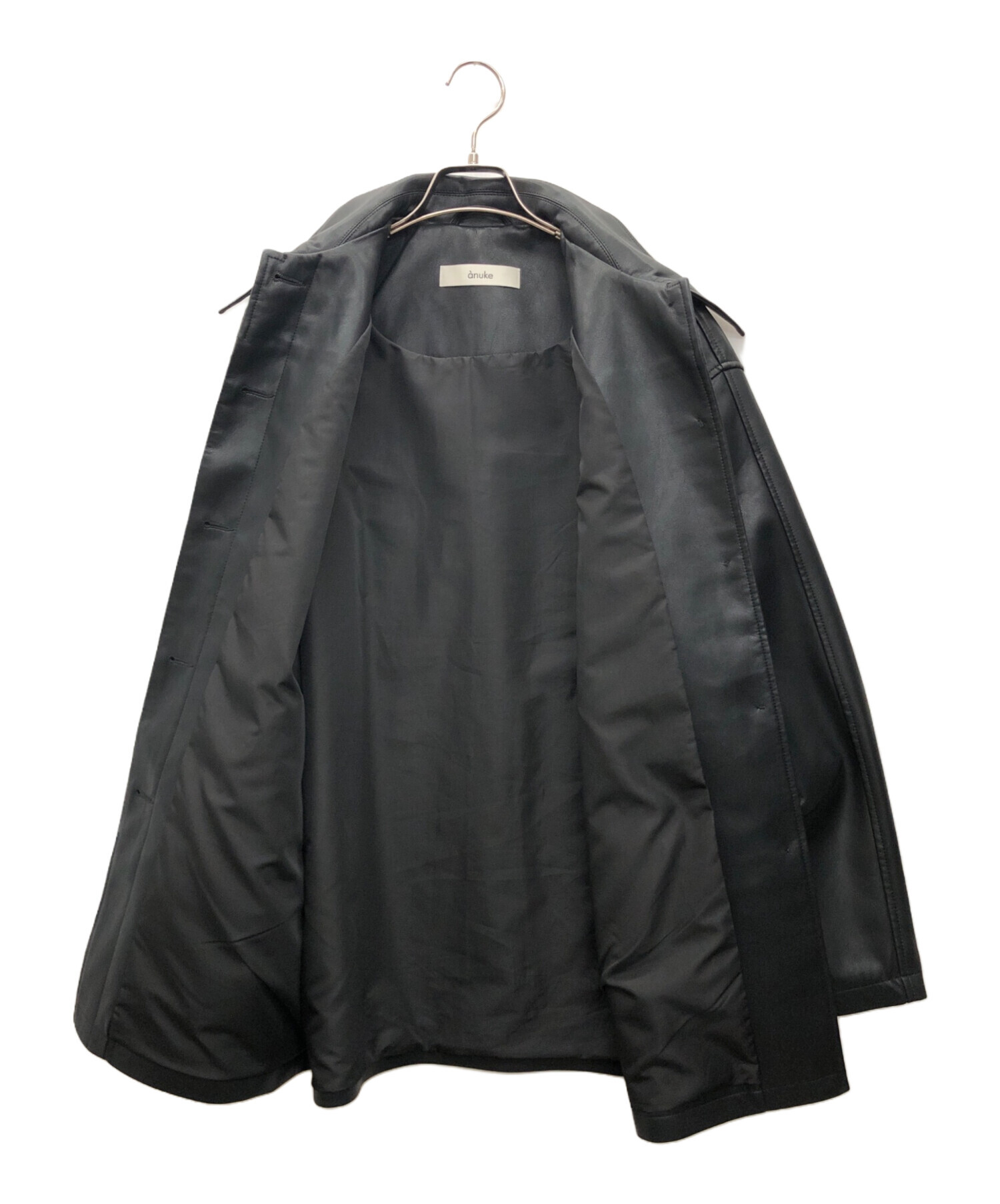 中古・古着通販】anuke (アンヌーク) Ecoleather Over Jacket ブラック