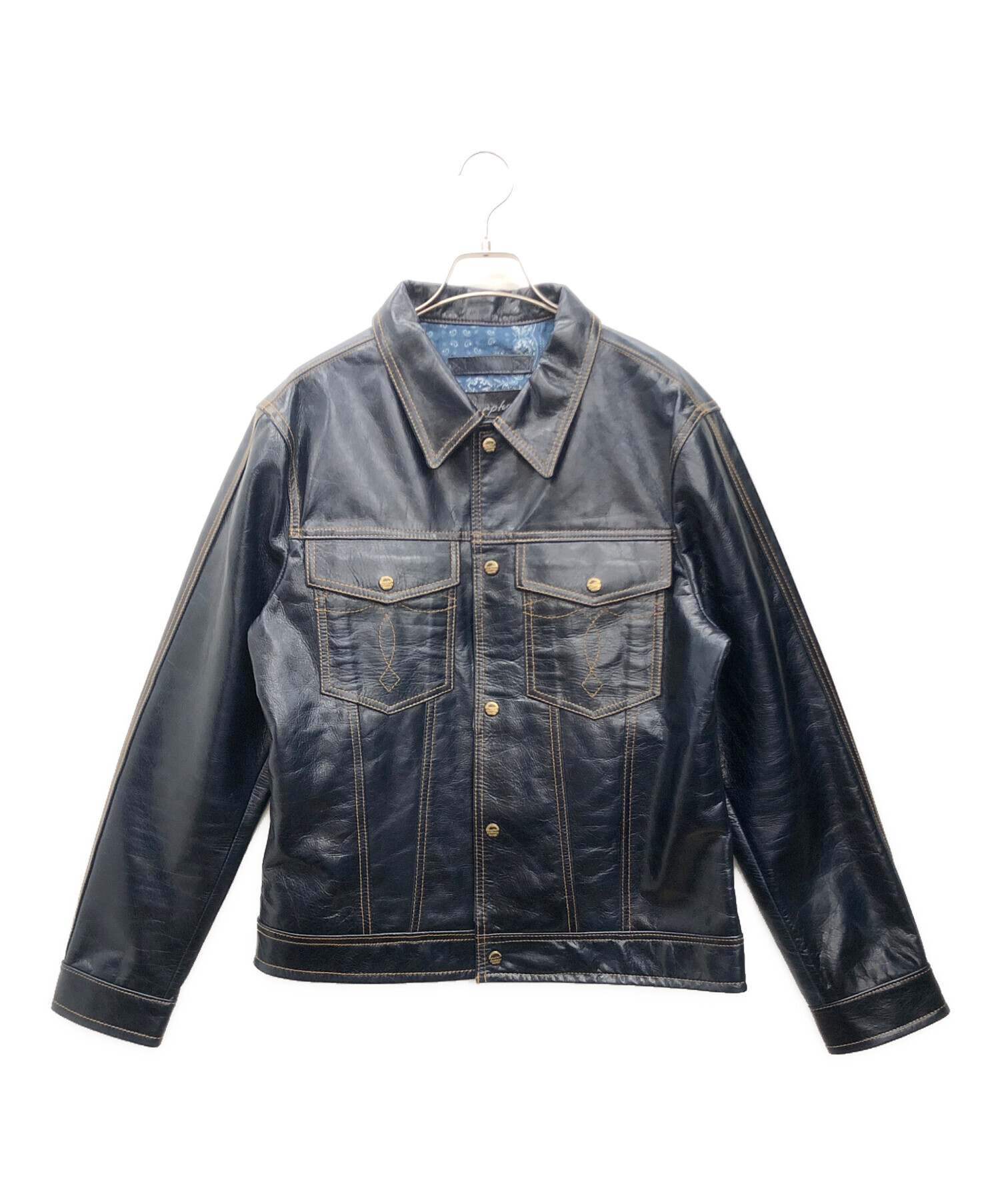 中古・古着通販】carphey (カーフェイ) レザージャケット ネイビー