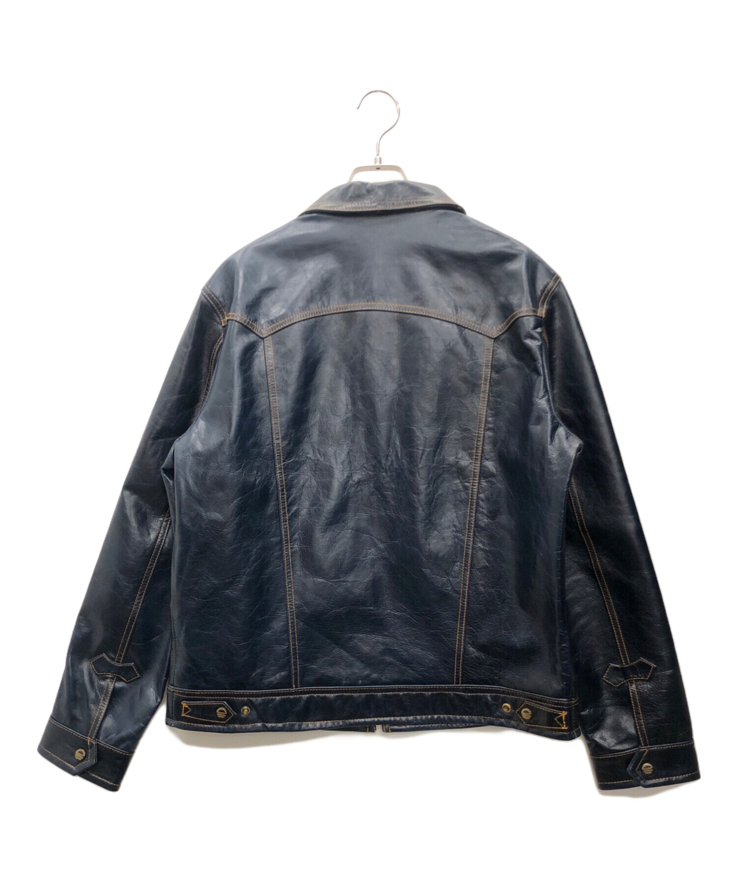 中古・古着通販】carphey (カーフェイ) レザージャケット ネイビー